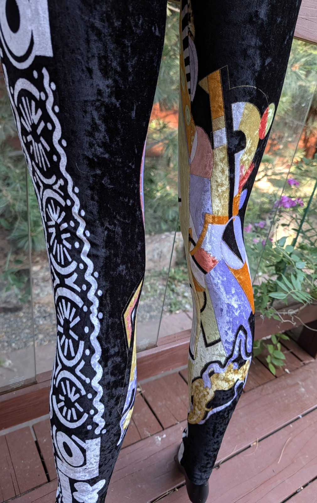 Vintage 90&rsquo;s Gianni Versace couture Velvet leggings stretch pants sz 44 S or XS