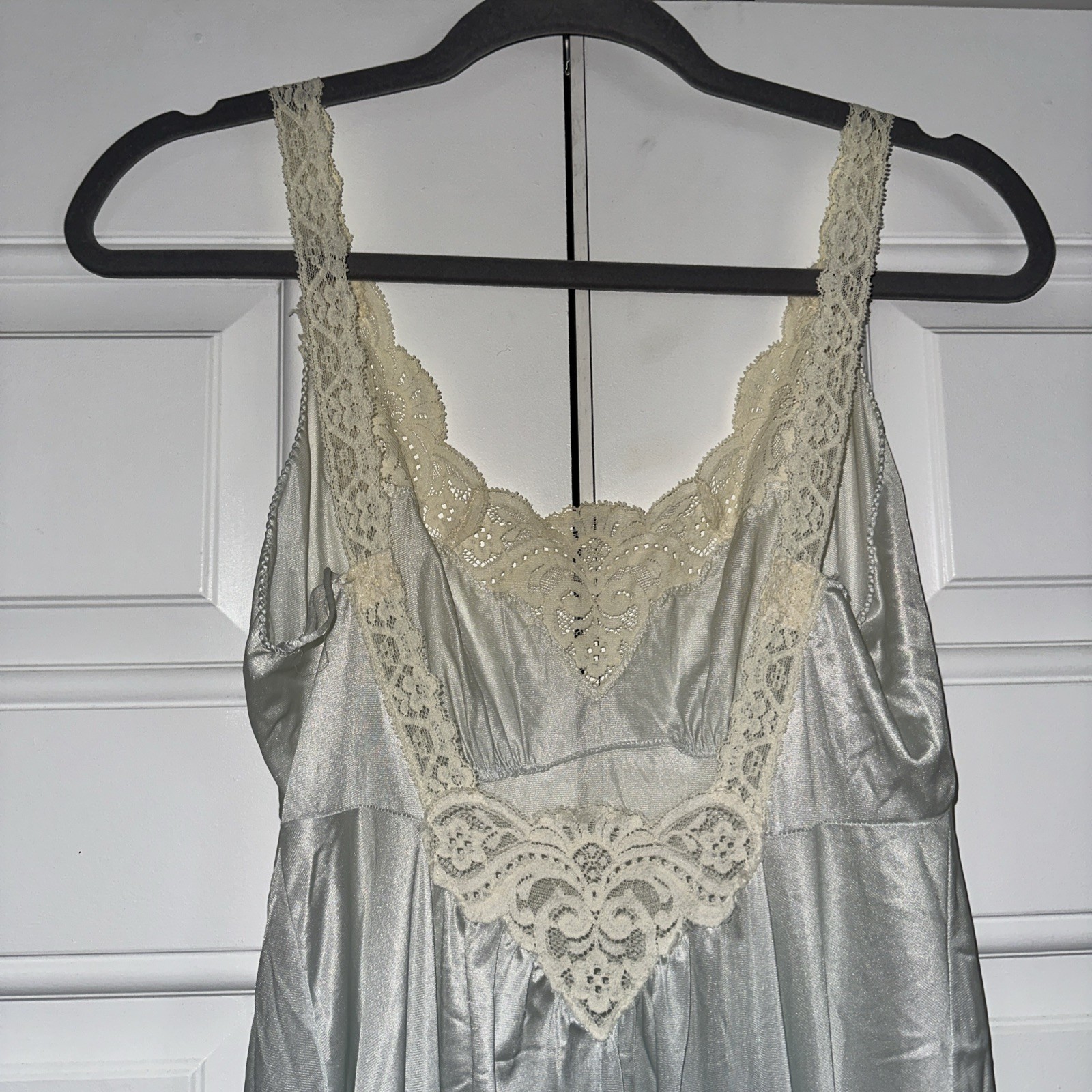 Vintage Miss Elaine Long Lt Blue Nightgown Peignoir Robe Set Petite Union USA