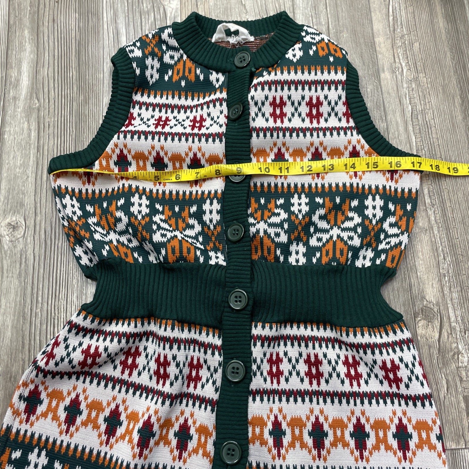 VTG J.C. Penney Acrylic Fair Isle Button Front Tunic Vest Women&rsquo;s Small