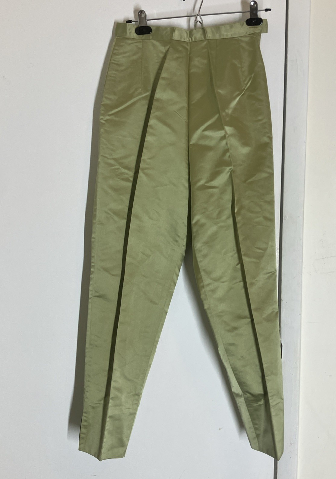 Vintage 1950s Silk Green Brocade Jacket Pant set Dynasty Hong Kong British Sz S