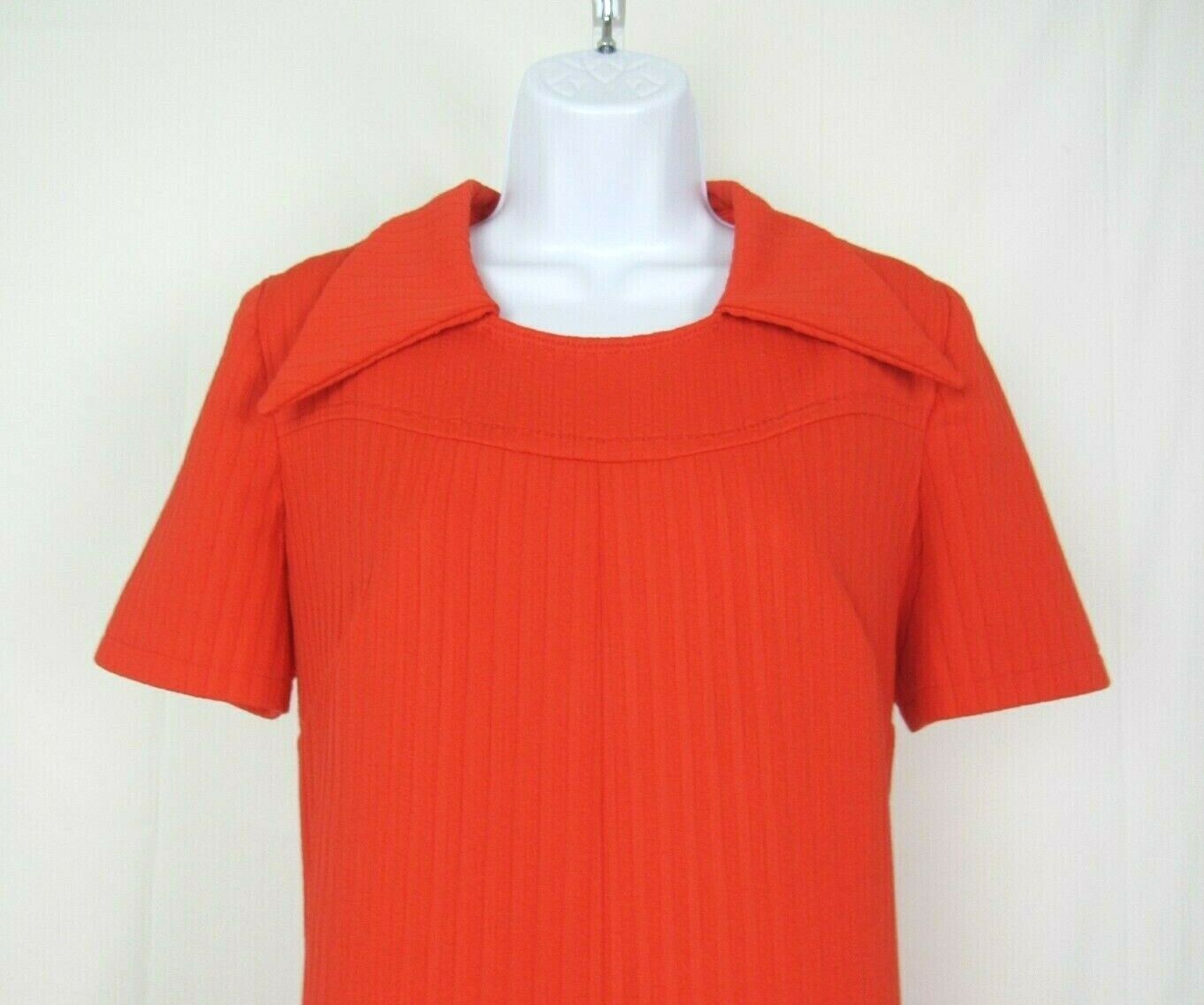 VTG 1950s JONATHAN LOGAN RED ORANGE DRESS & ENAMEL BELT