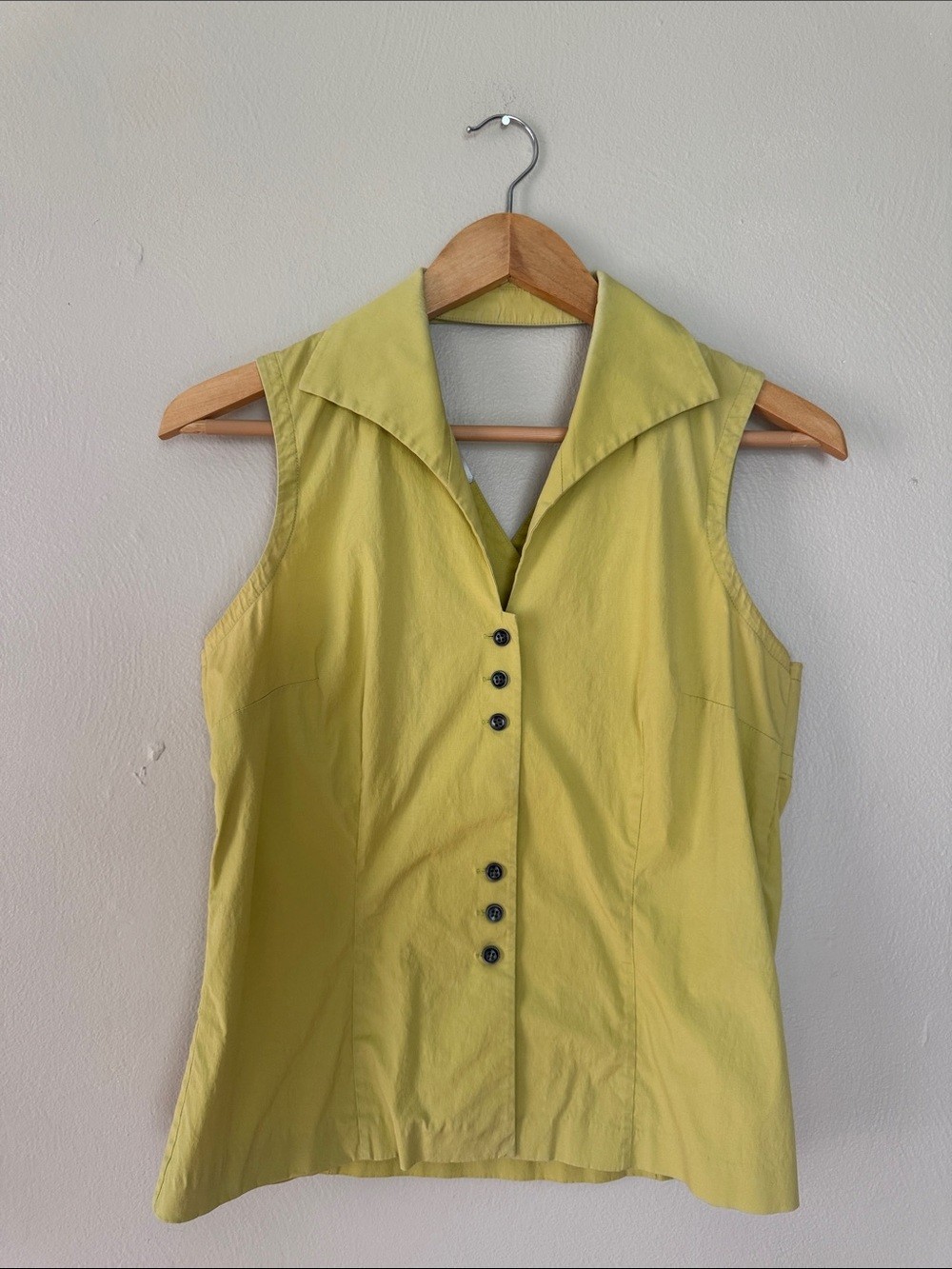 Vintage Talbots Collection Sleeveless open back Lime Button-Front Women&rsquo;s Top 8