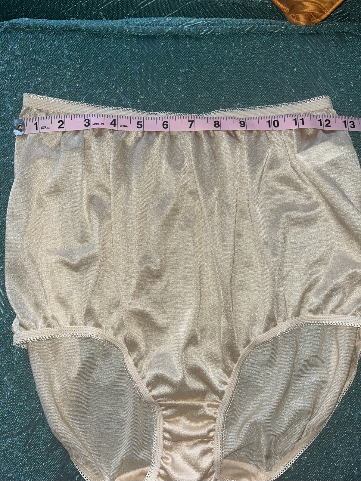 JCPenney Underscore Beige Satin Panties XL Sz 9 Second Skin Briefs Extra Large