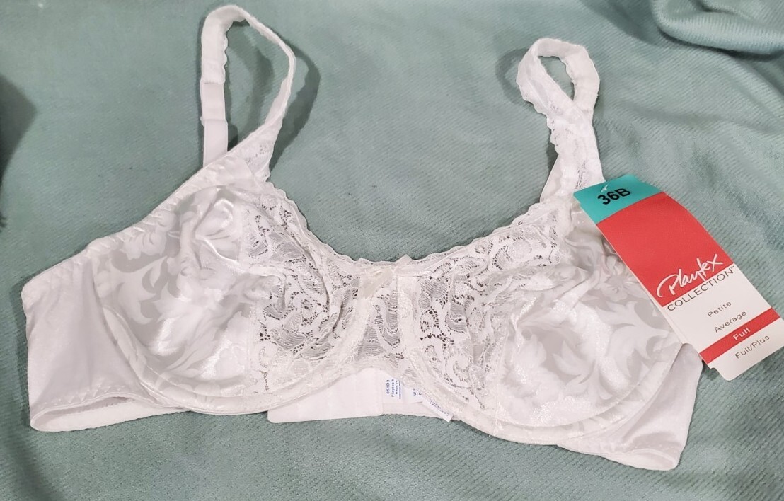 Vintage NWT Playtex Collection Bra 36B Style 4256 Full Figure White Lace NOS