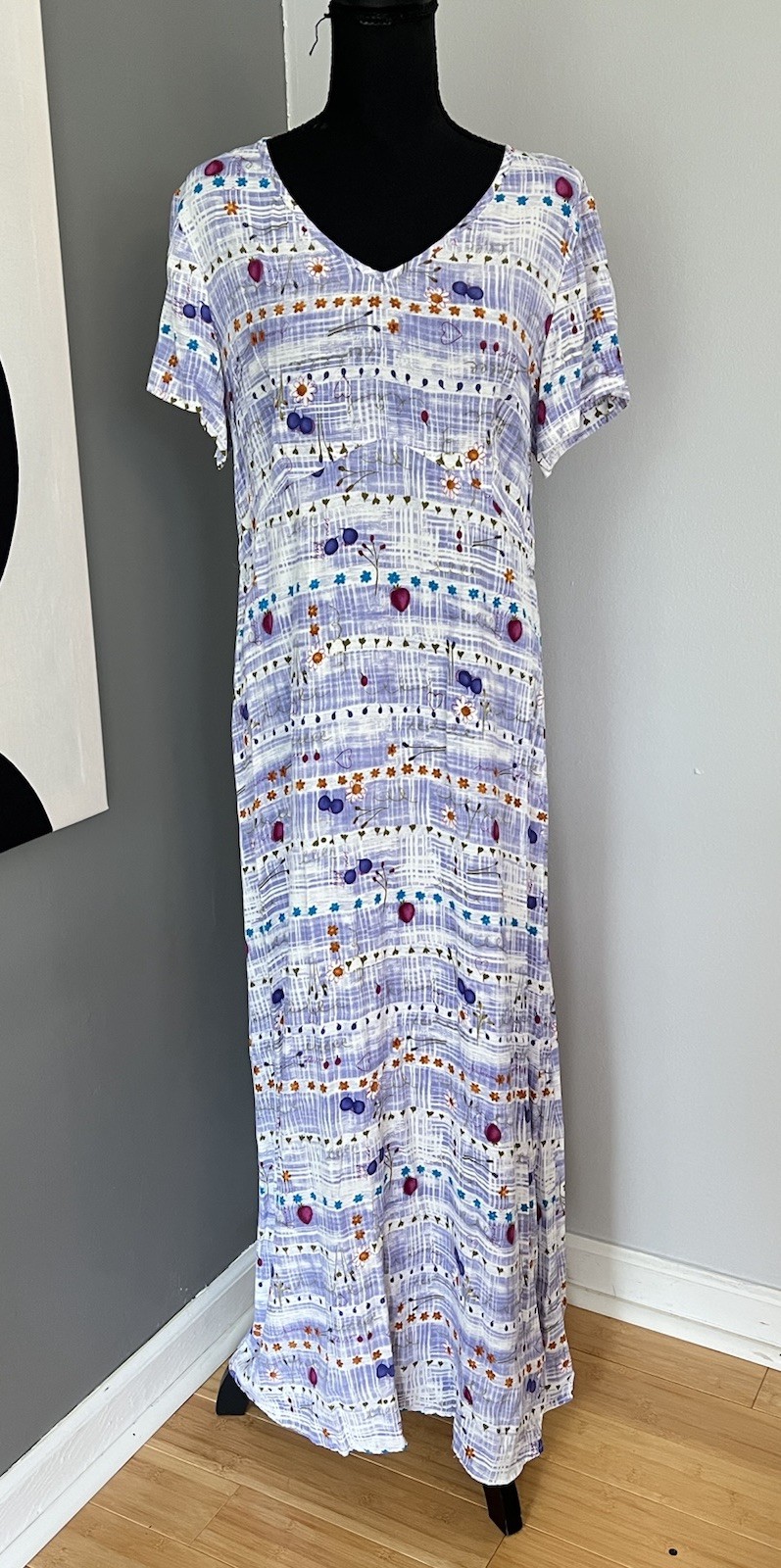 Vtg 90s Carol Anderson California Maxi Dress Rayon Size Large Medium Beach