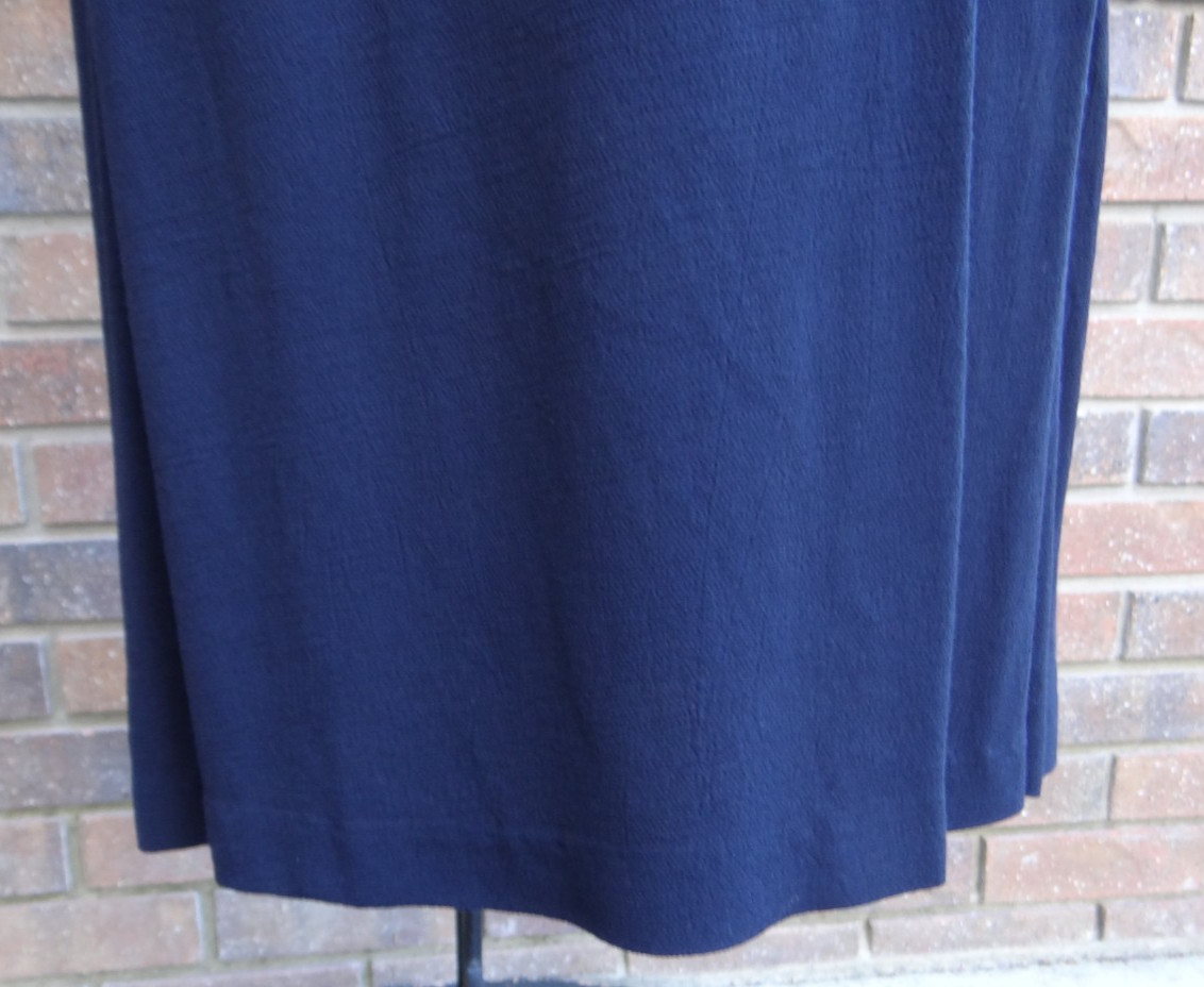 Cynthia Max Navy Long Pencil Side Slits Draw String Elastic Large Rayon Skirt