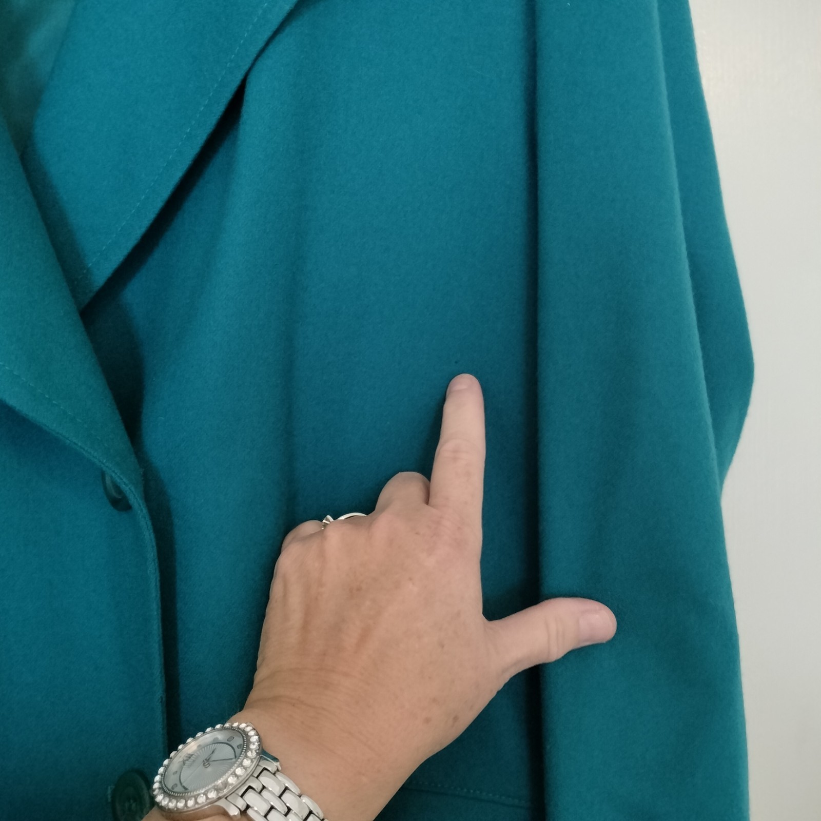 Vintage 1970s Pendleton Virgin Wool Lined Teal Trench Coat Women&rsquo;s 16