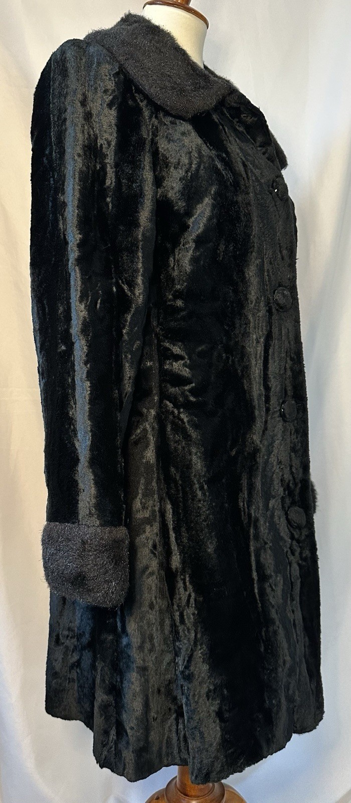 Vintage Graff CaliforniaWare Commuter Black Faux Fur Jacket Sz S