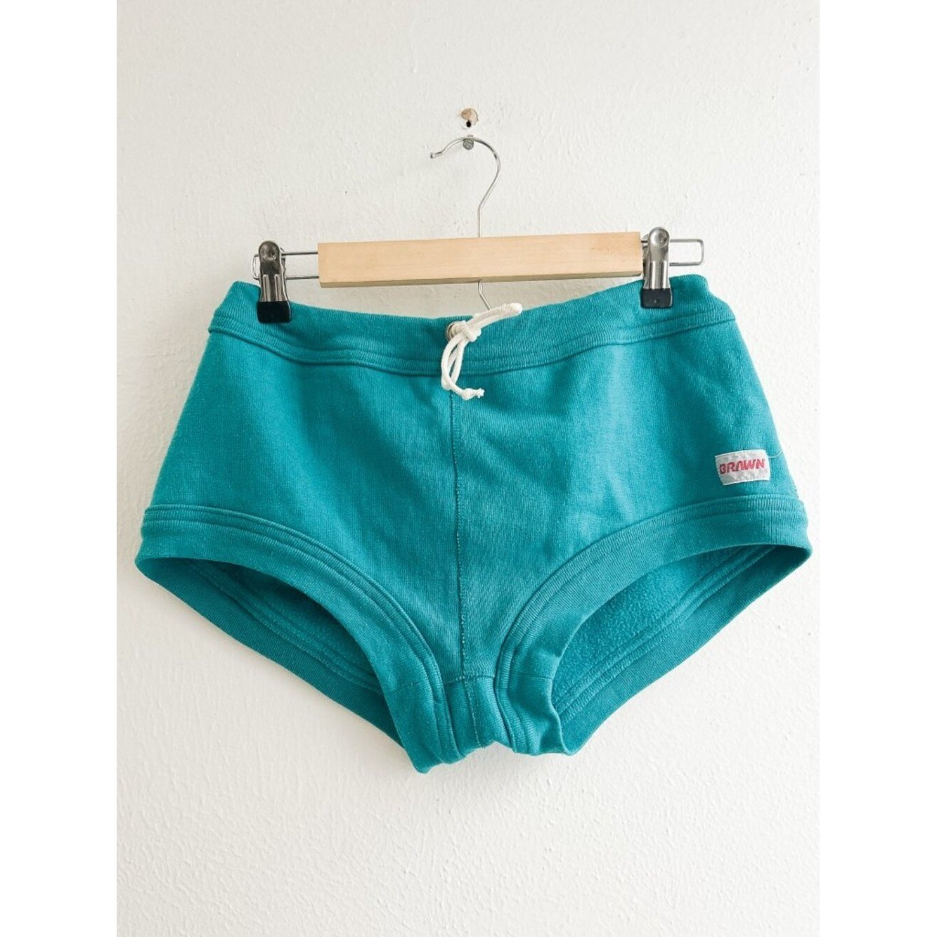 Vintage BRAWN Teal Athletic Dolphin Shorts 70s 80s Gym Running Track Sweatshorts