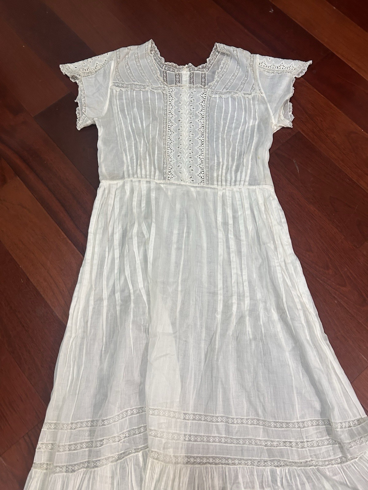 VTG Antique Edwardian 1900’s EMBROIDERED Dress Sz M/L Off White BOHO Wedding