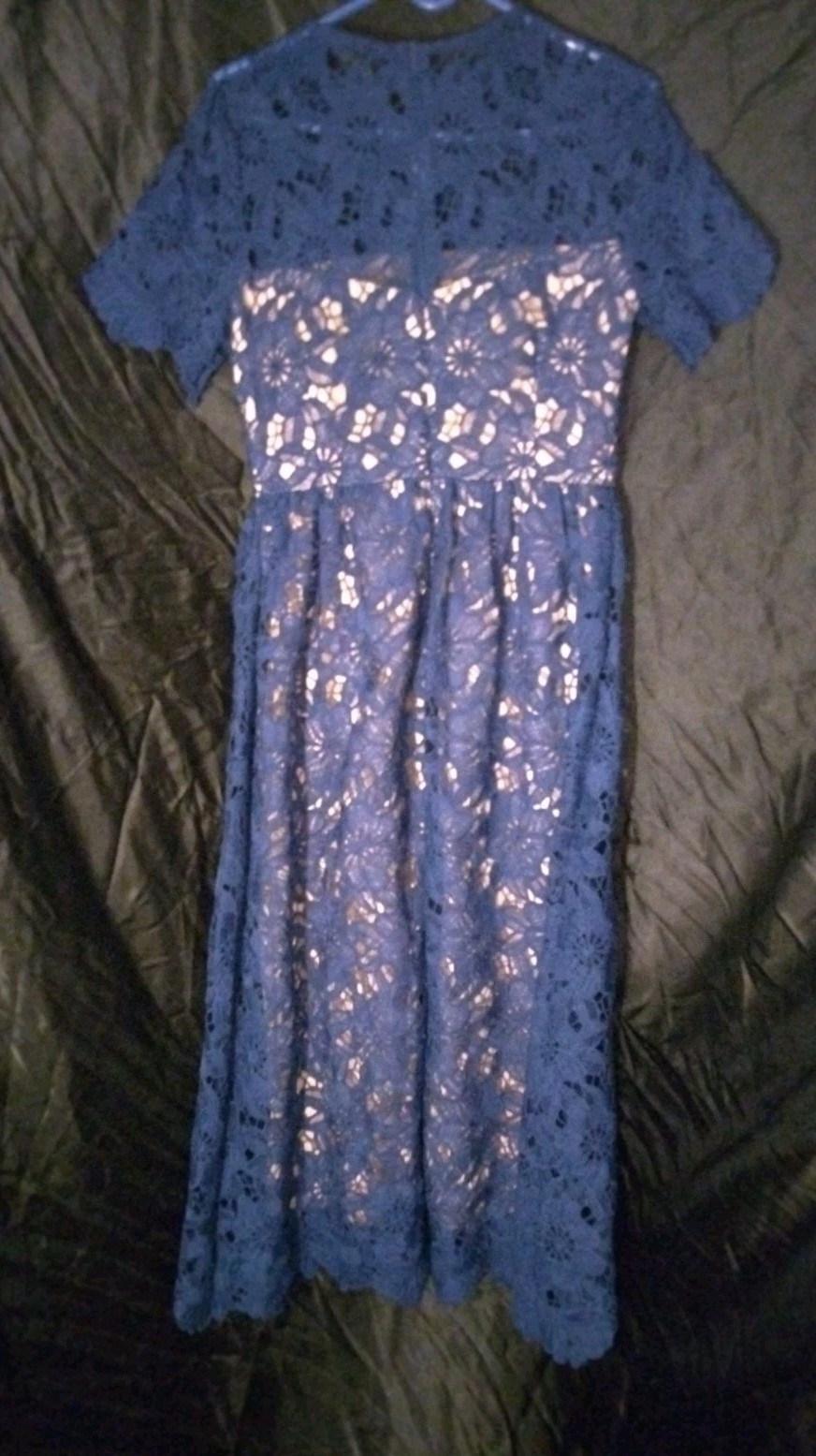 Julia Jordan Dress Event Cocktail Blue Tatum Floral Lace Midi