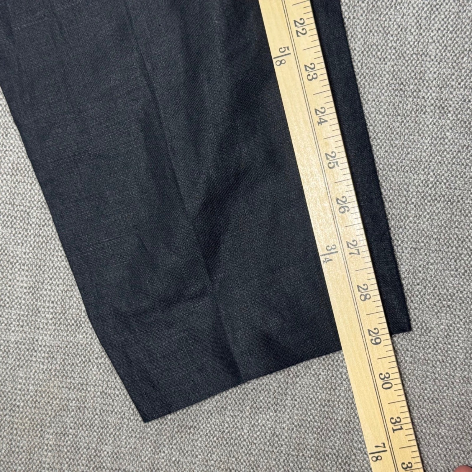 Vintage Escada Margaretha Ley Black Linen Pleated High Waist Trousers Pants 36
