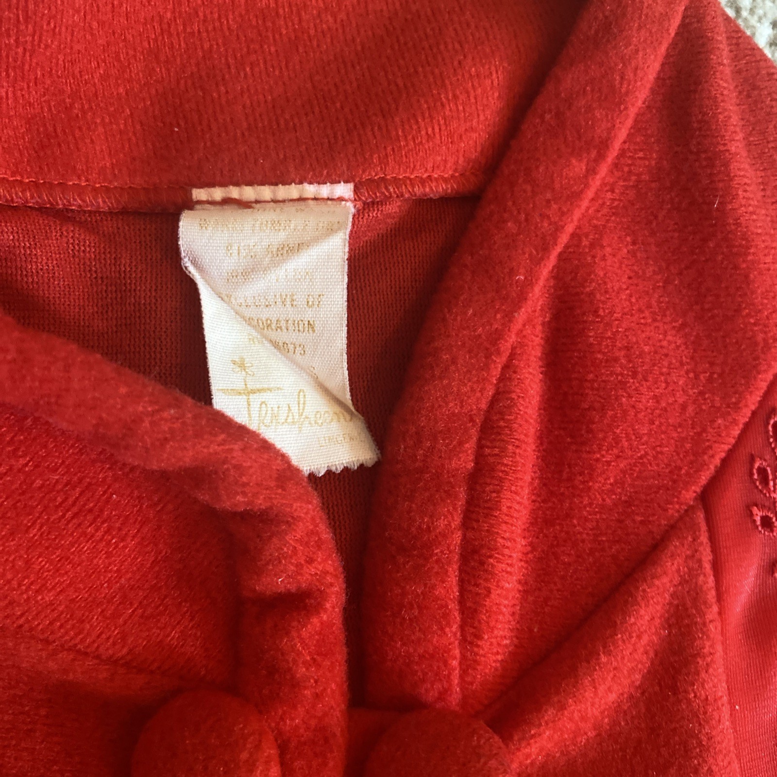 Vintage Texsheen Long Sleeve Maxi Red Dressing Gown Button Robe Small