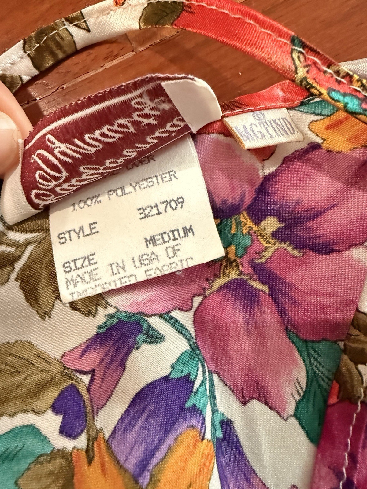 Vintage California Dynasty Polyester Satin M Floral Camisole Cami Tank USA 1980s