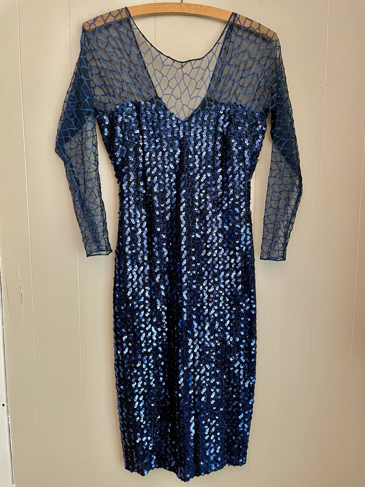 VTG 70’s New Leaf Samir Sequin Wiggle Dress Old Hollywood Cabaret Glam Sparkly