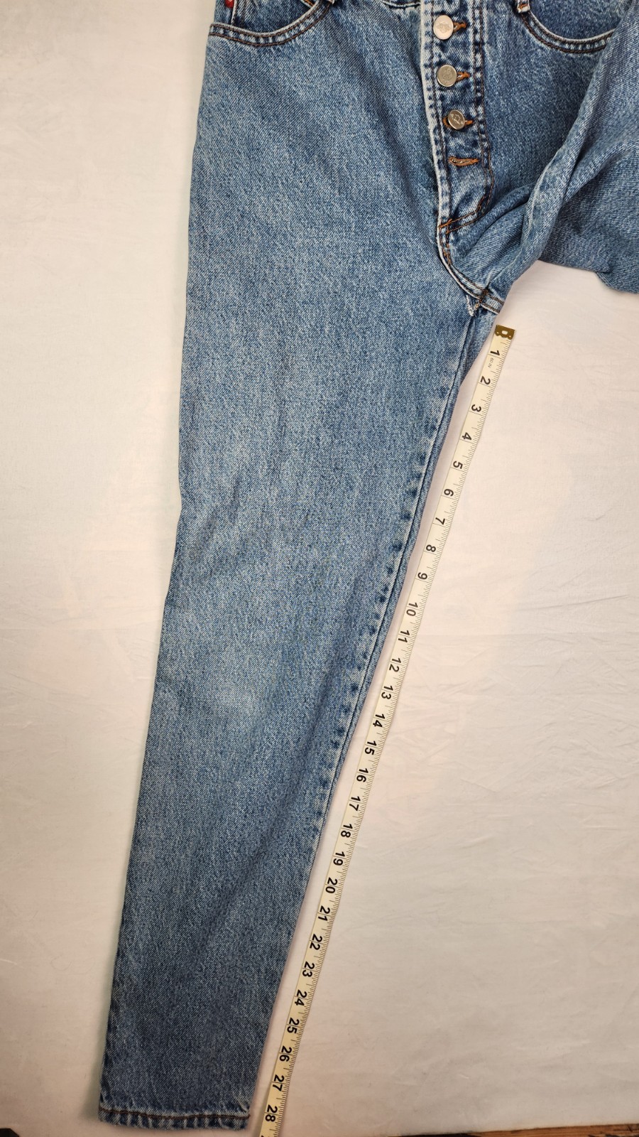 Vintage Bongo Jeans Exposed Button Fly Acid Wash Stone Wash sz5 23 Inch Waist