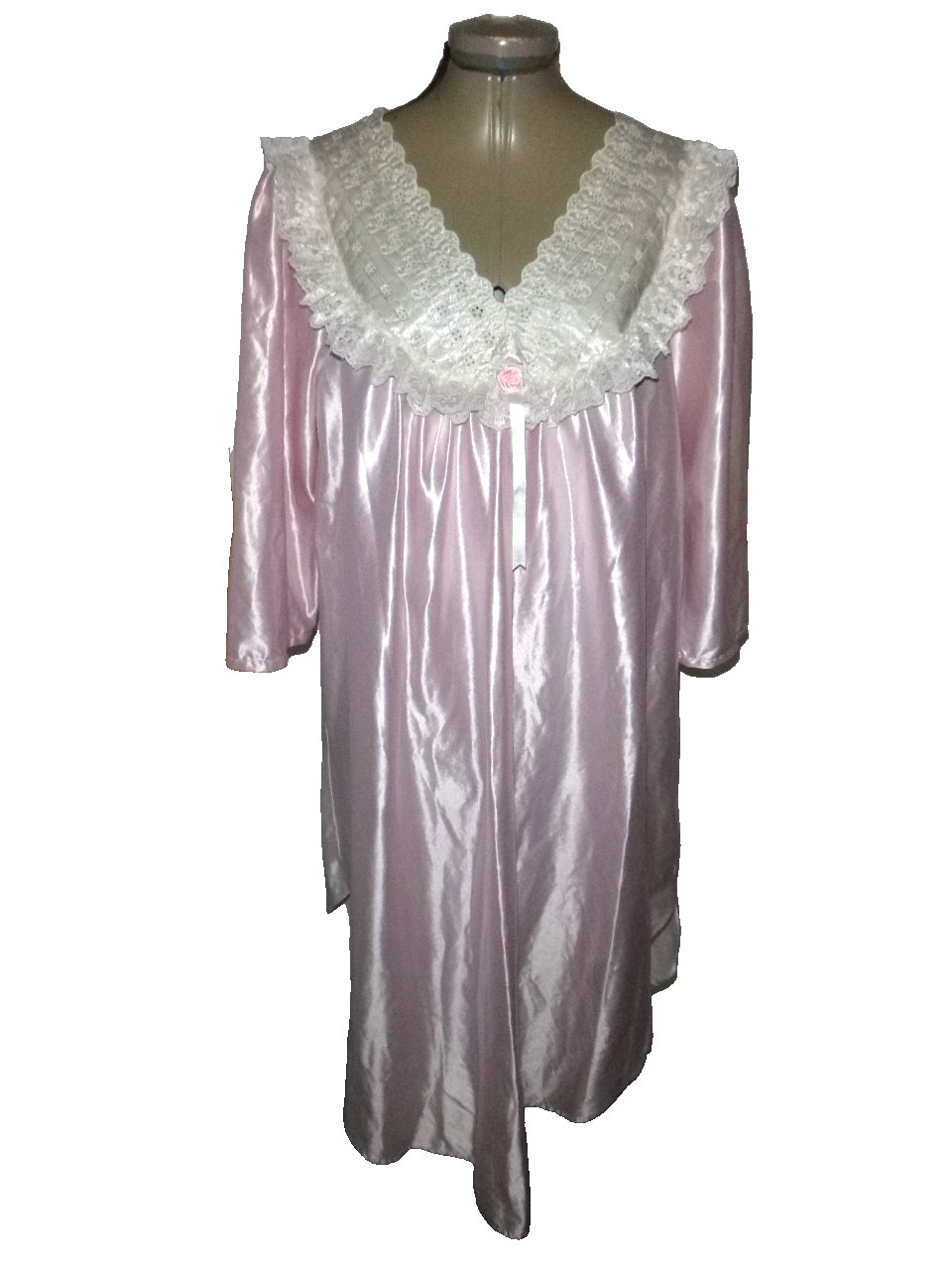 Vintage Cachet Victorian Nightgown Shiny Second Skin Satin Cottagecore M Granny