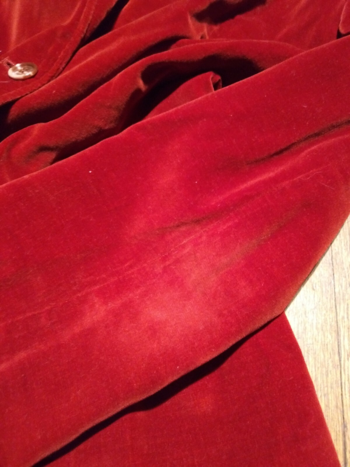 Vintage Present Co Womens Button Up Blazer Size 5 Velour Jacket Japan Orange Red