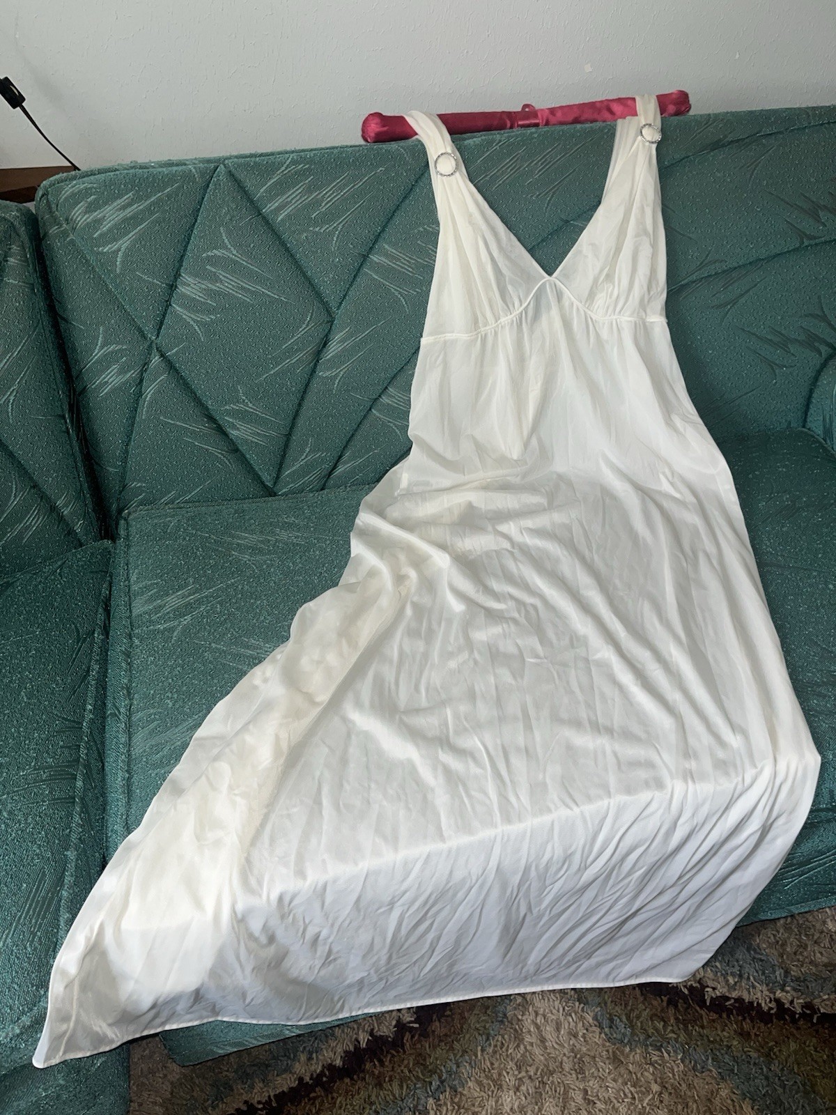 Vtg Miss Elaine White Satin Nightgown Small Grecian Goddess Bridal Olga-Esque