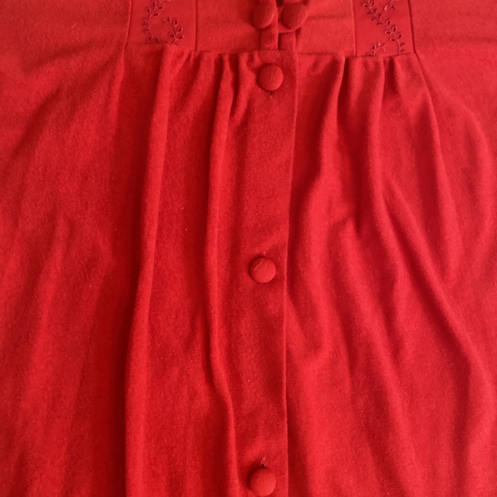 Vintage Texsheen Long Sleeve Maxi Red Dressing Gown Button Robe Small