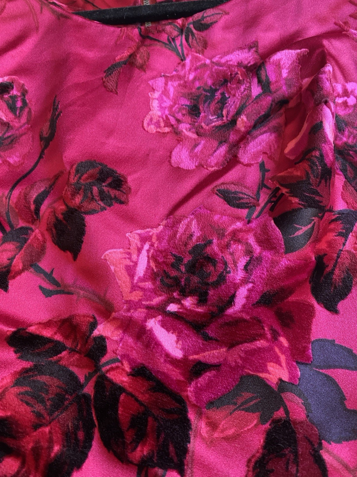 Gorgeous Vintage 50s Adele’s Silk Satin L Velvet Burn Out Dress