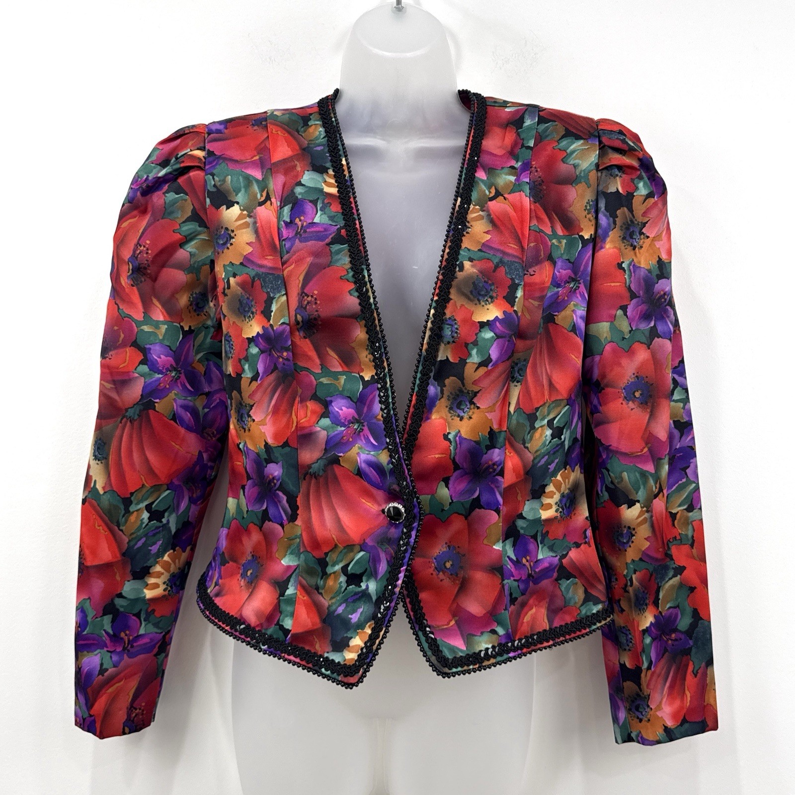 VTG 80s Jolie Jacket Women&rsquo;s 5/6 Floral Western Glam Beaded Rodeo Boho