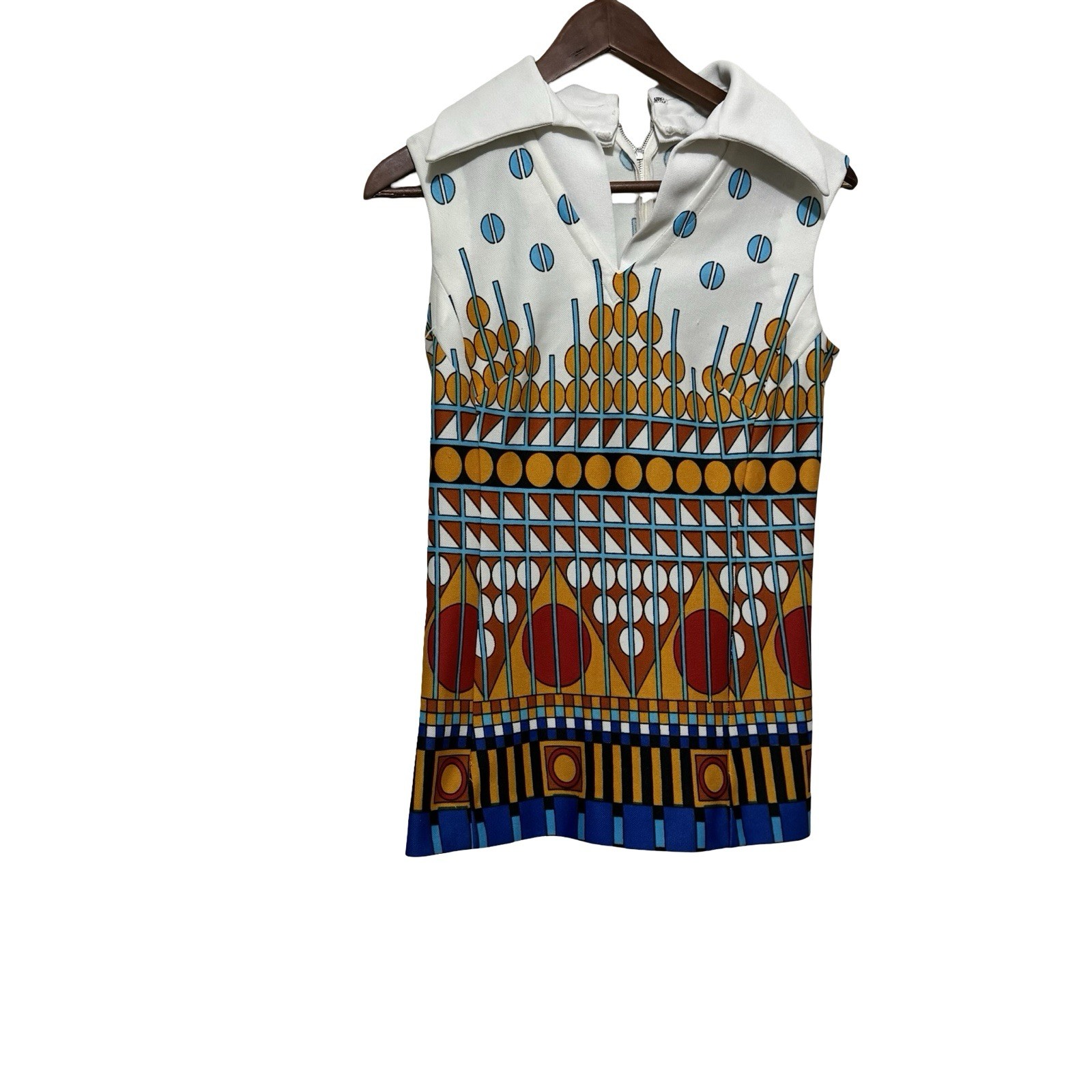 Vintage 70s Mod Fitted Top size Small Fitted Geometric Handmade