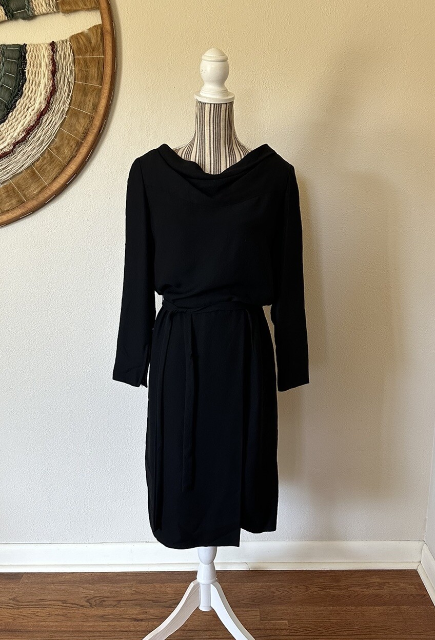 Vintage 50s Carlye Black Wiggle Dress Pinup Girl Woman&rsquo;s Small