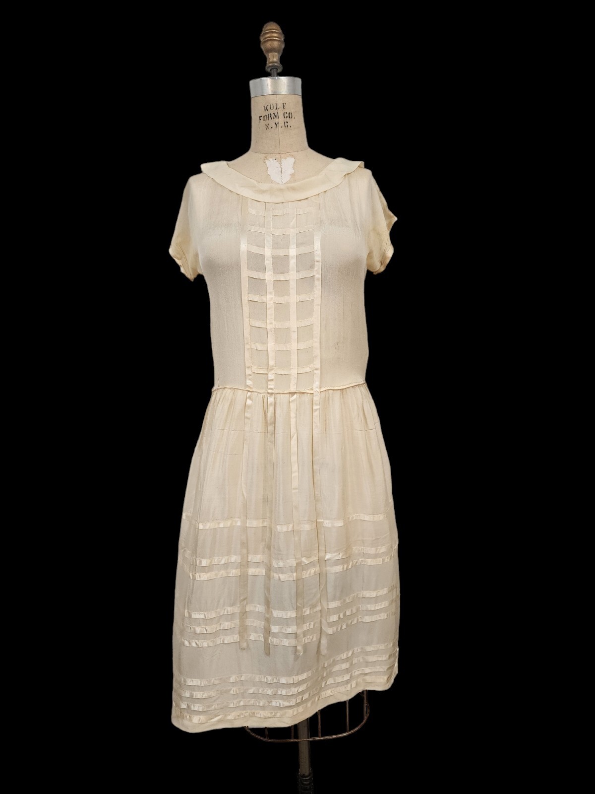 Vtg 20s Silk Chiffon Flapper Boho Bridal Dress + Rare Original Photo + Frame!