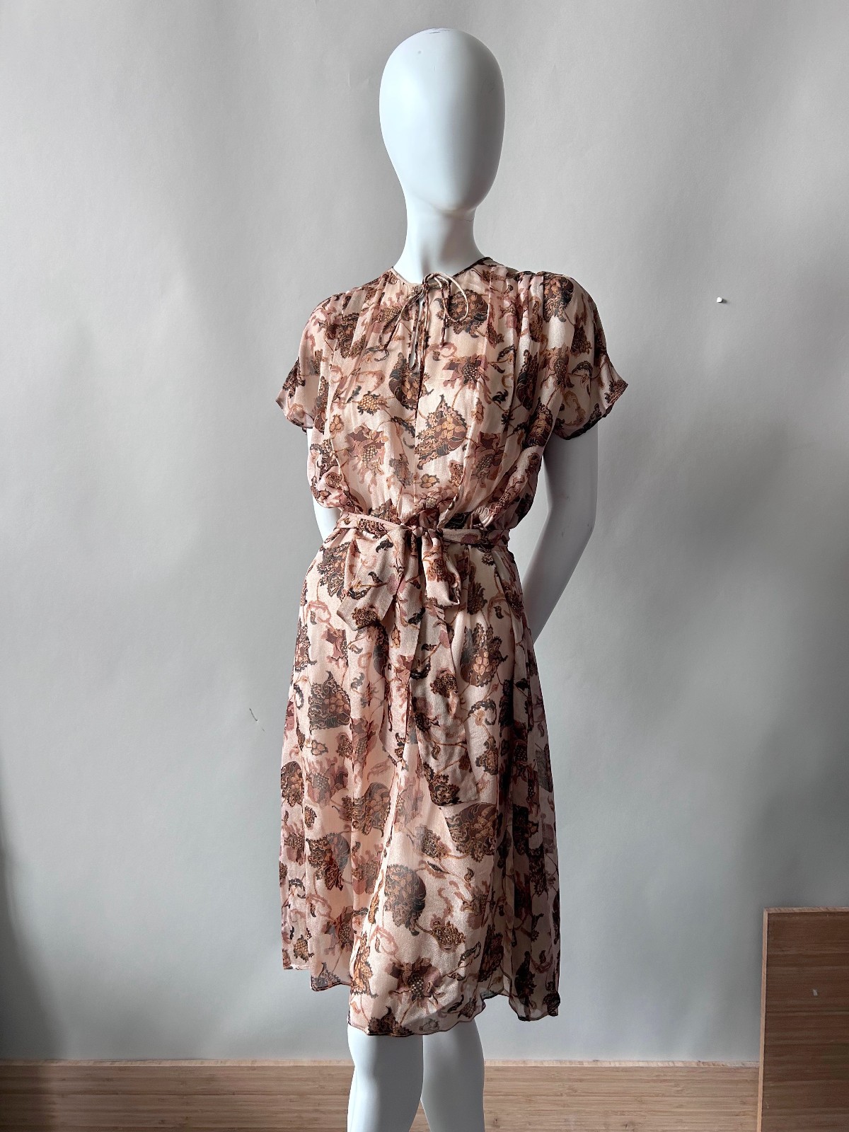 Vintage Judith Ann for Heiser-Egan Vintage Sheer India Silk Dress sz S M 1970s