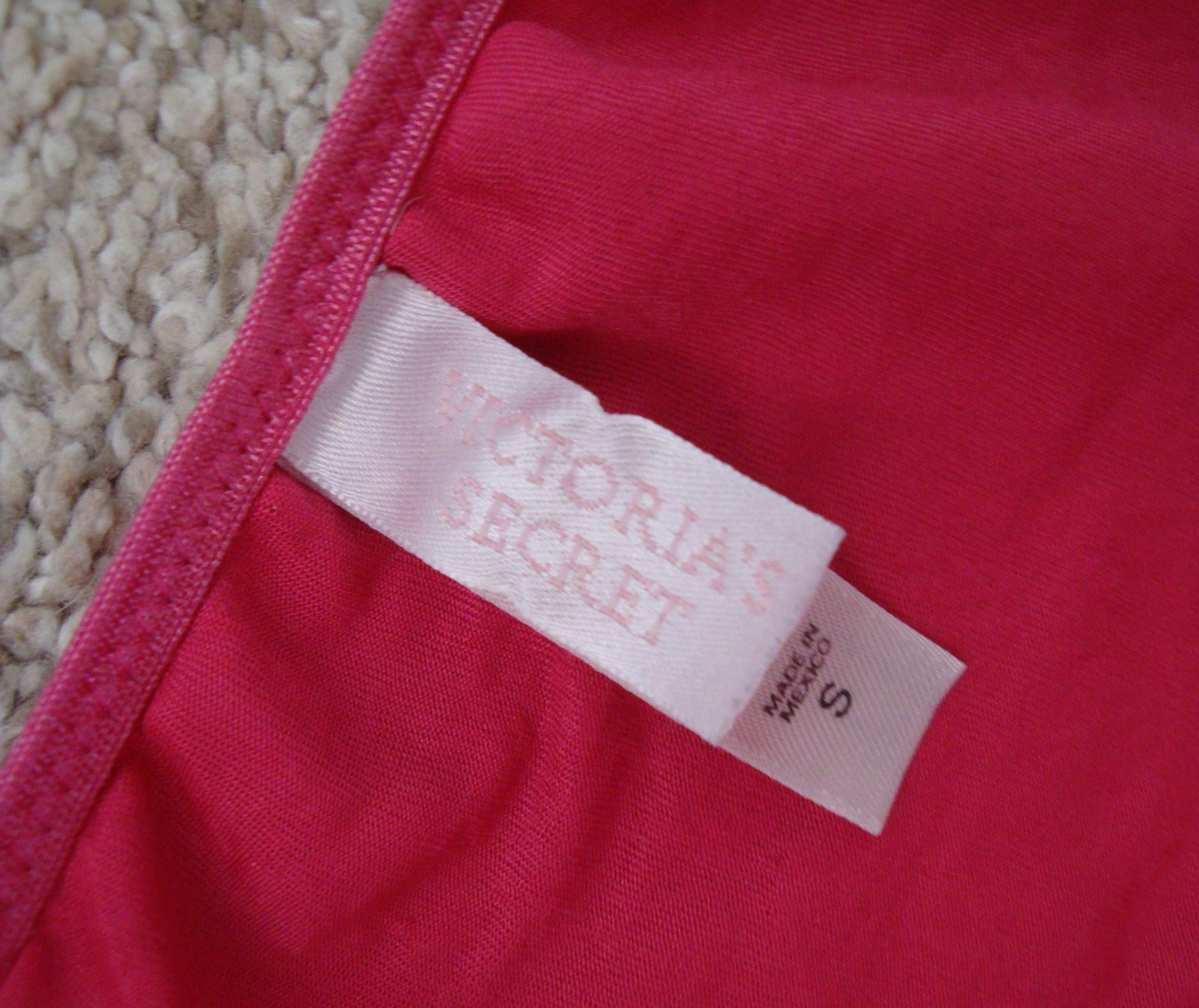 Victoria&rsquo;s Secret S Bright Pink Second Skin Satin String Bikini Vintage 2001
