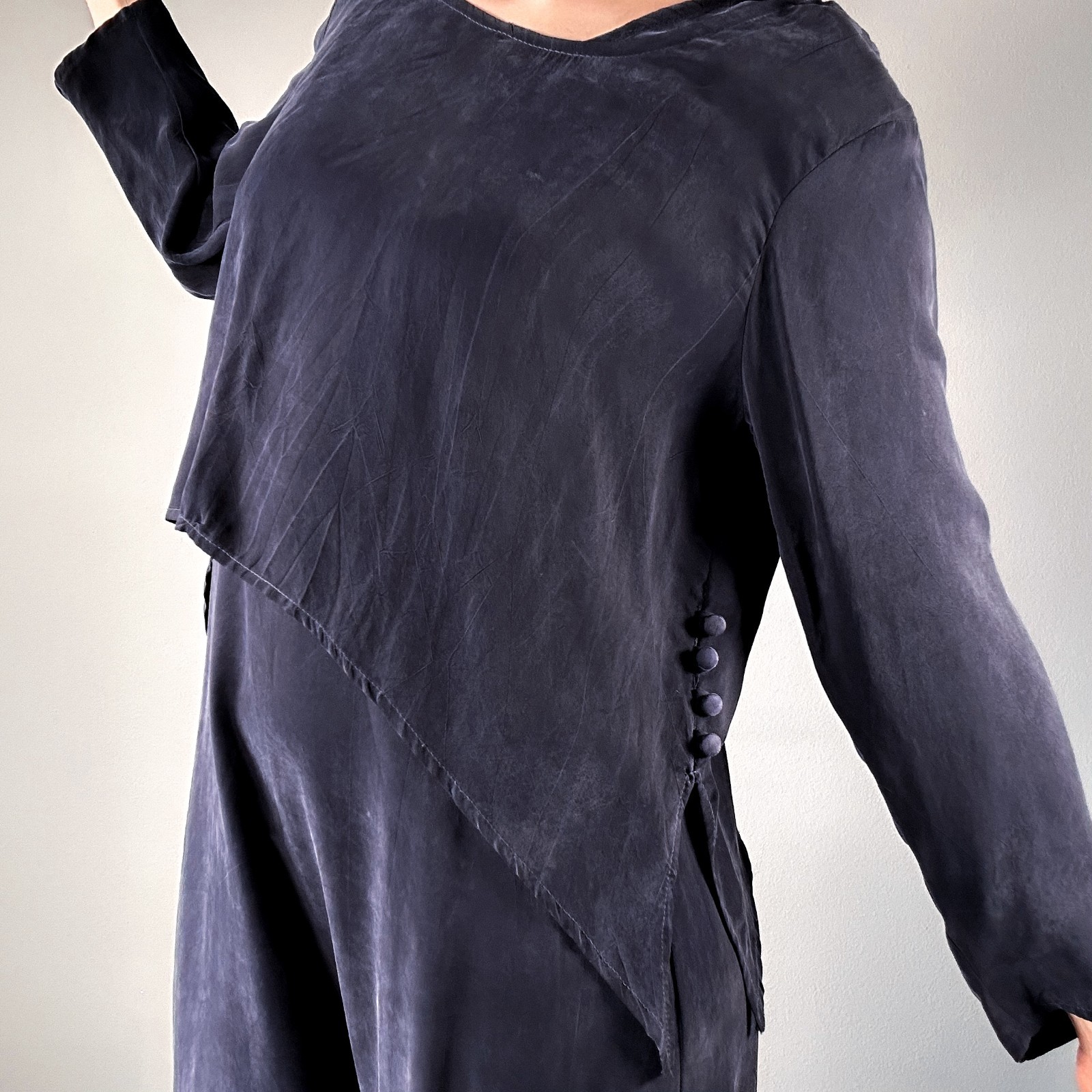 Vintage Rabbit Design Brushed Rayon Blue Dress with Over Top Size 4