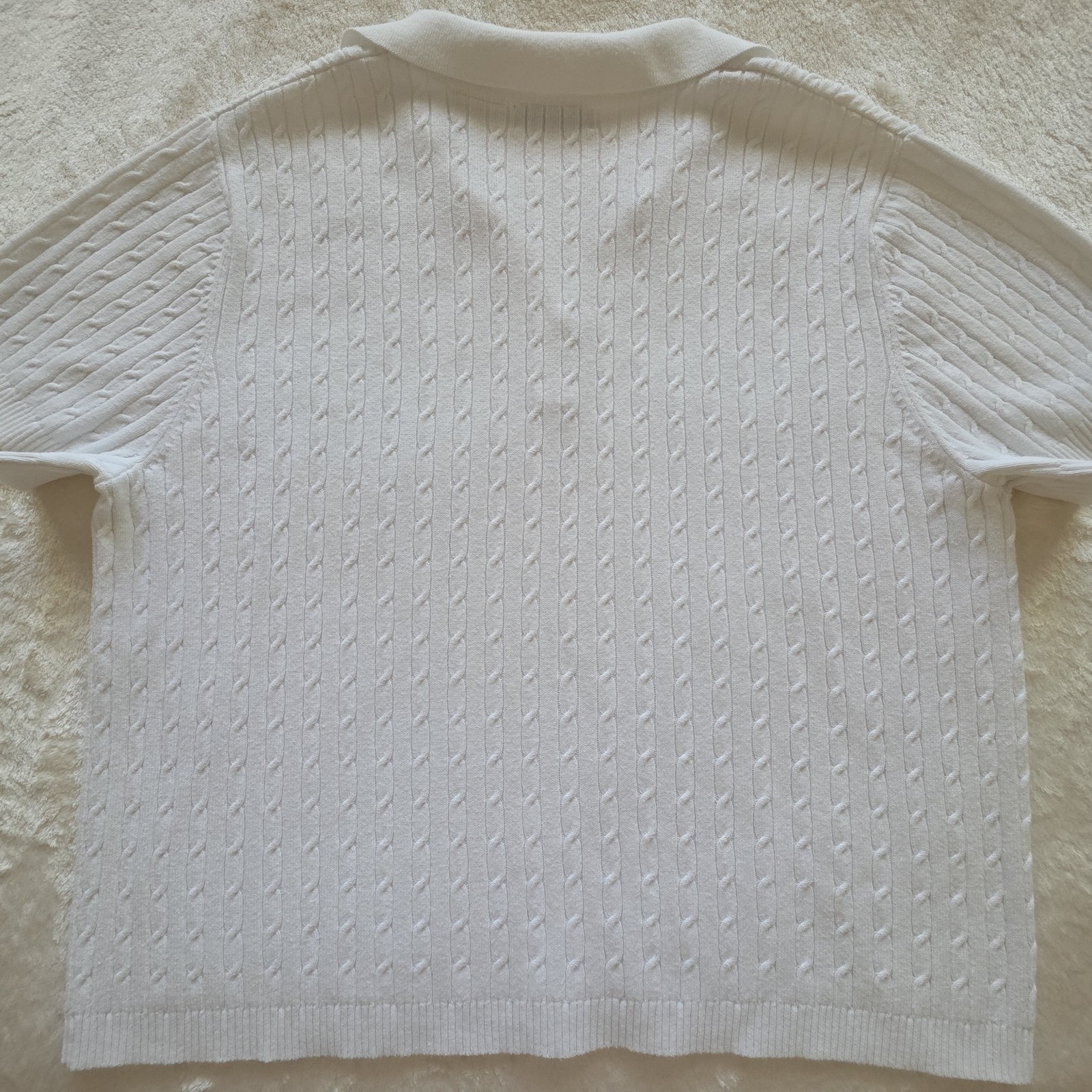 VTG White Stag Cable Knit Polo Sweater XL White 90s Streetwear Unisex Mens M L