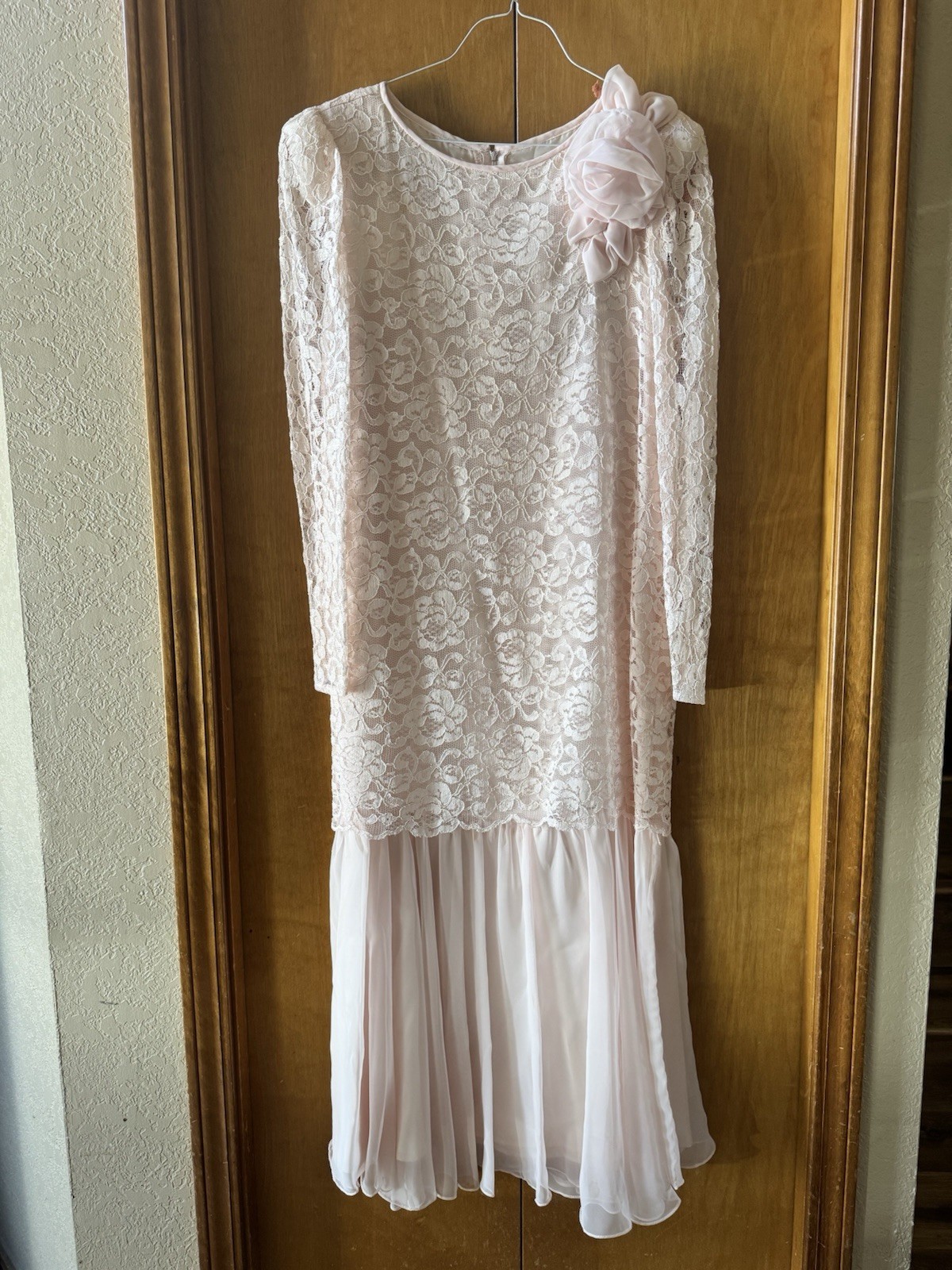 Women’s Vintage Scott McClintock Blush Pink Dress Lace Size 8 Prom Cocktail EUC