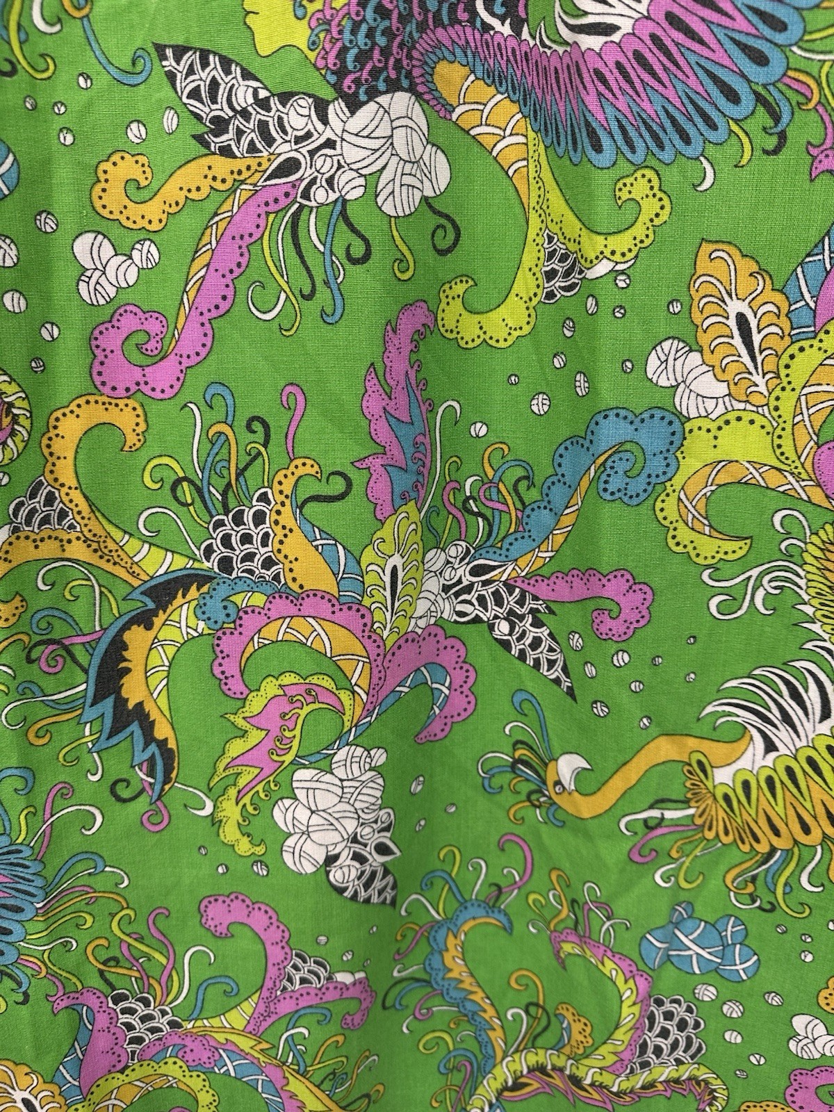 60s Vintage Psychedelic Print Disco Cotton Handmade Maxi Dress Women&rsquo;s Size M L