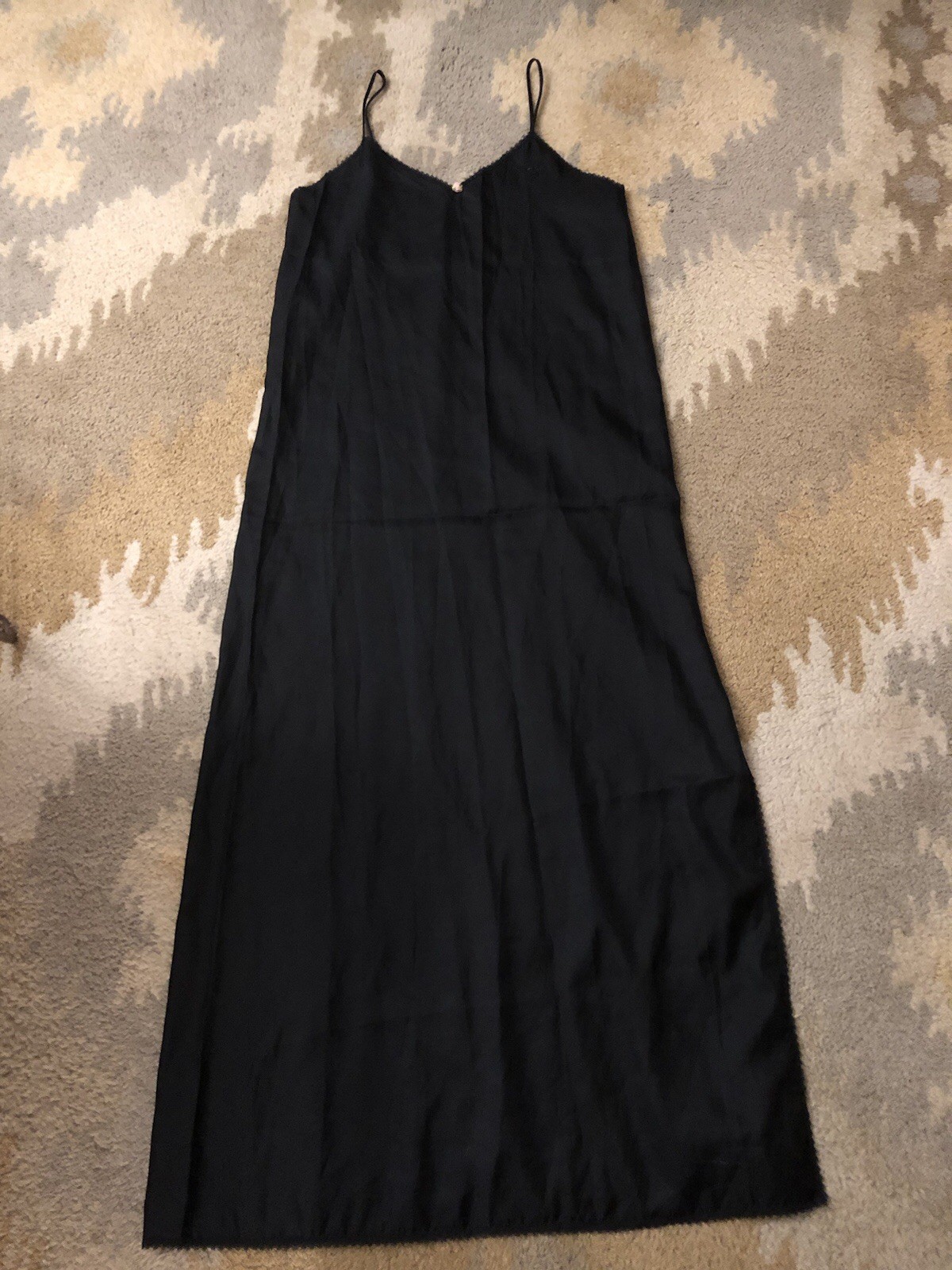 Vintage Diane Von Furstenberg DVF Black Lingerie Slip Nightgown Small (Petite)