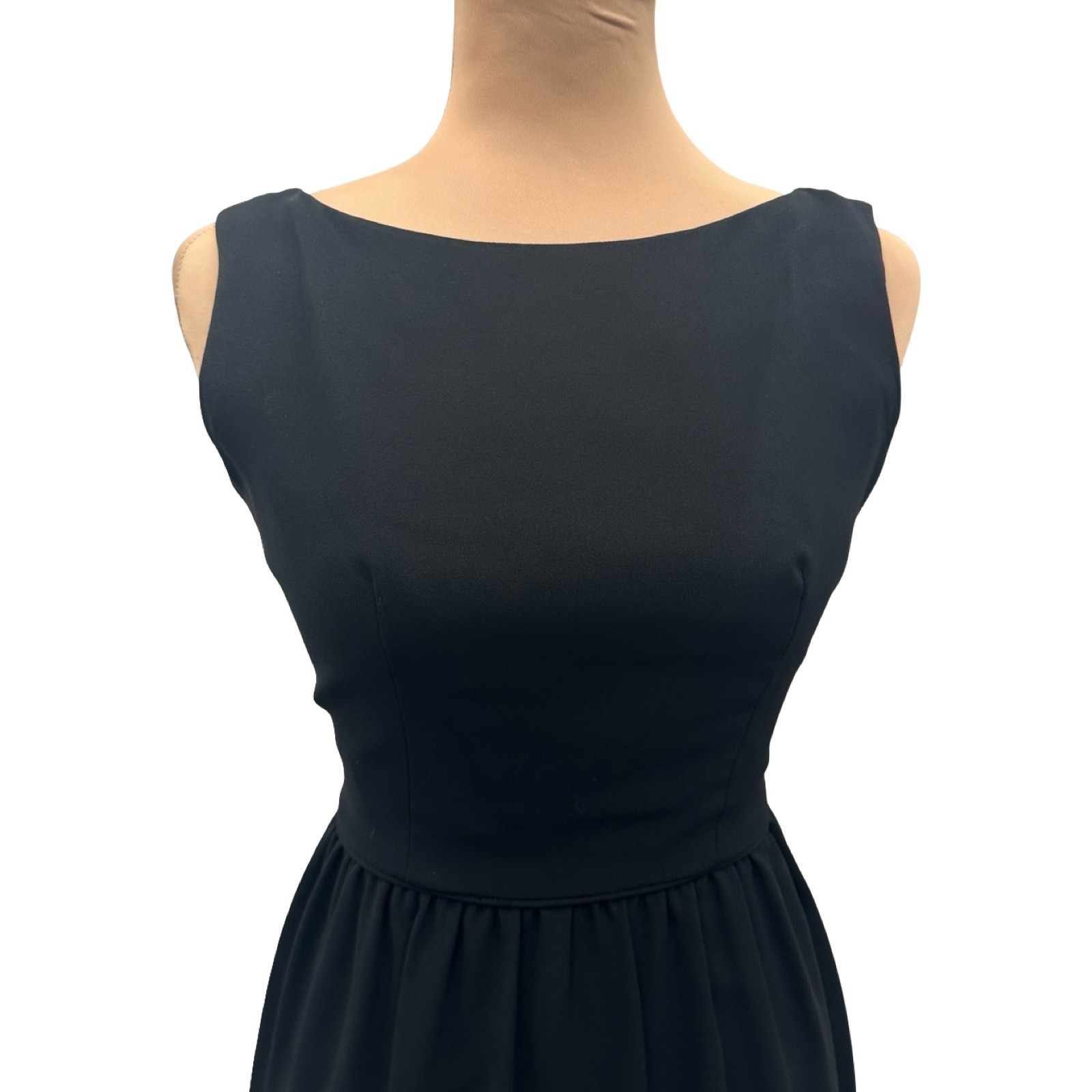 Vintage 1960s Black Fit & Flare Sleeveless Dress ILGWU Union Made Classic Midi