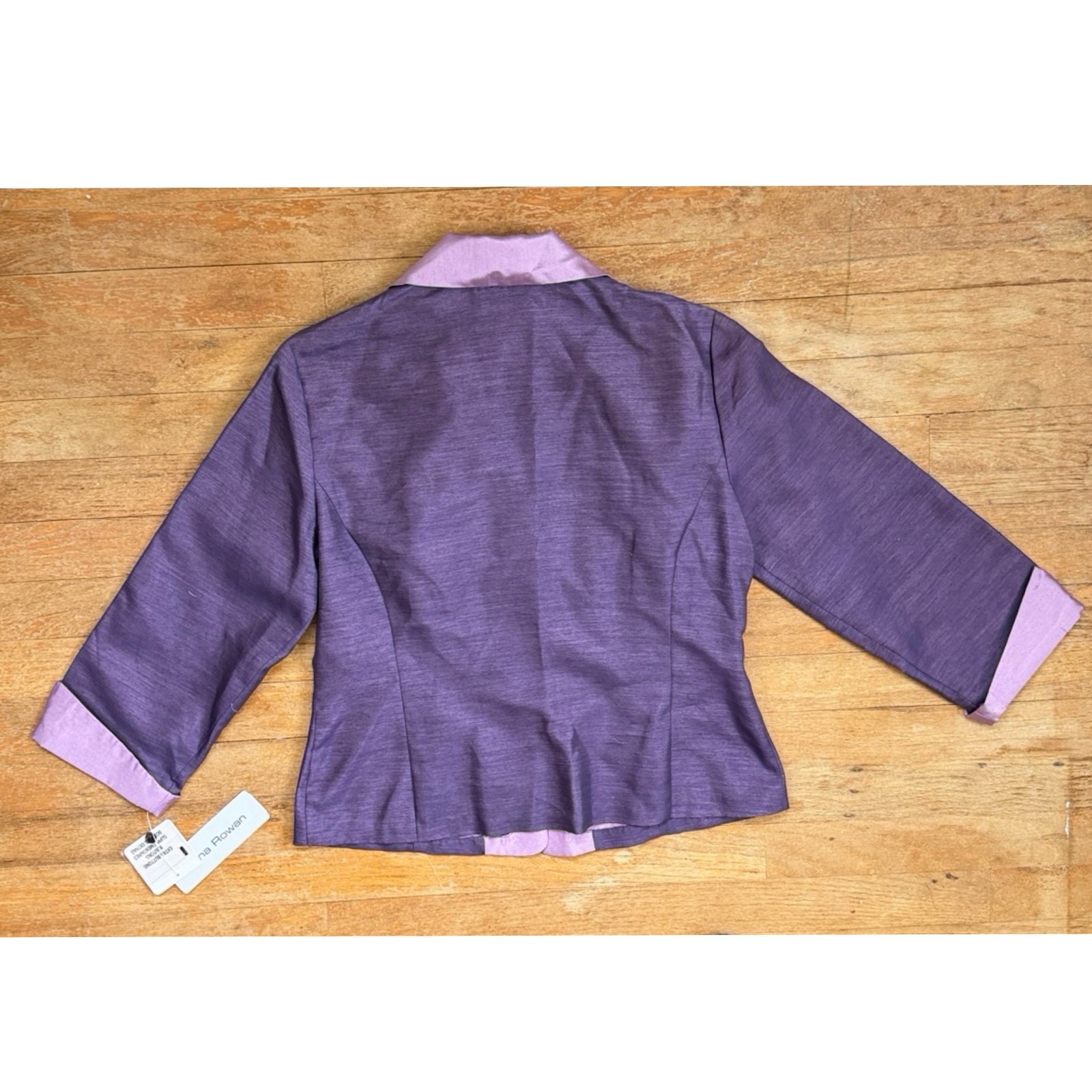 Vintage Purple Cropped Blazer Jacket Size Medium 90s Silk Cotton Collared Iris