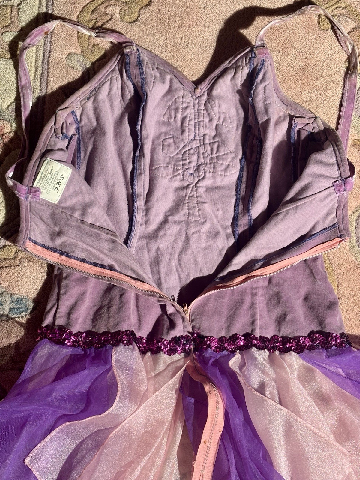 1960s/70s Lavender Velvet Sequin Stage Costume Dress, Size S-M