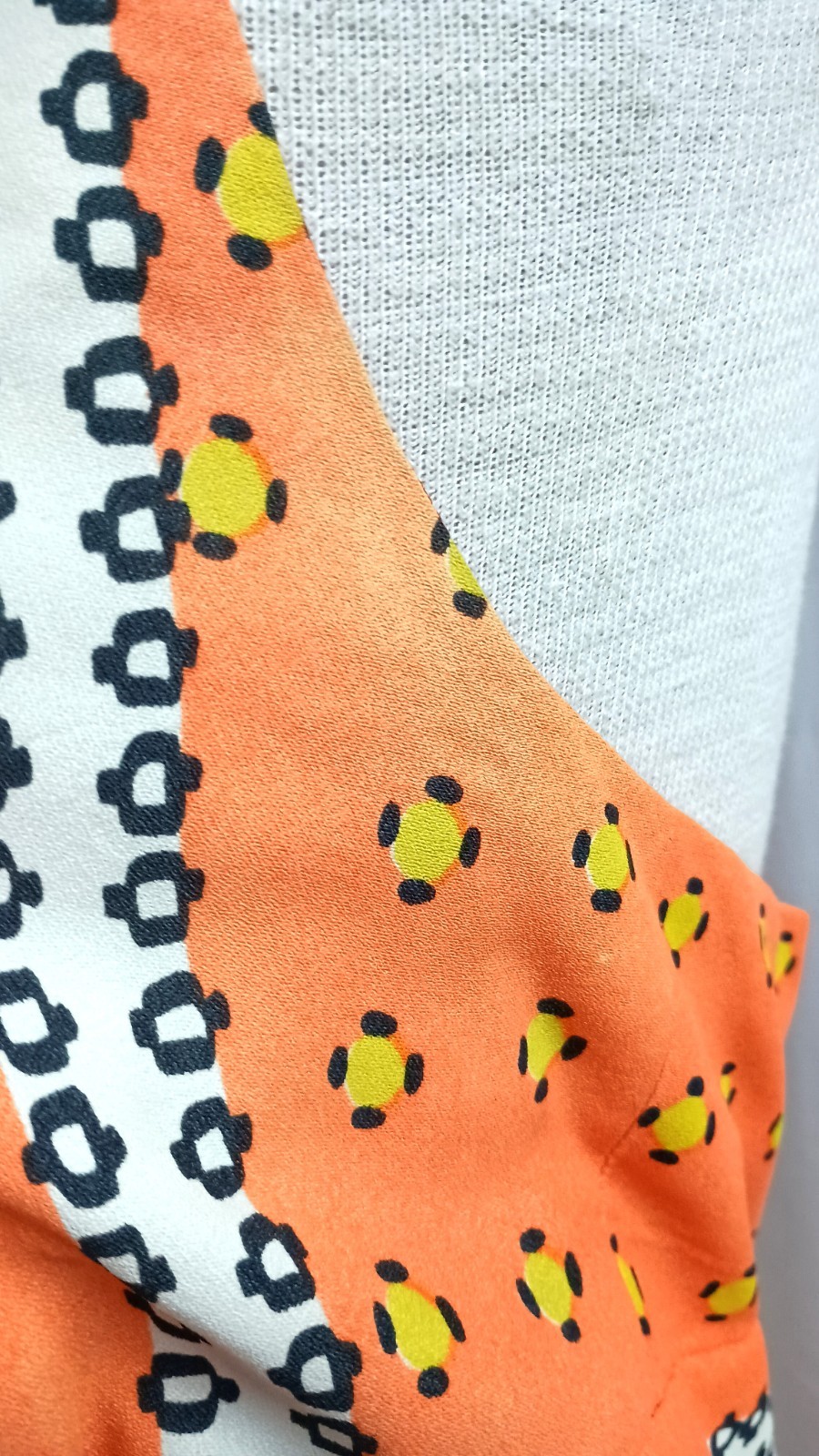 Vtg 60&rsquo;s- 70s Kiva Ltd Orange Multi Dot Print Halter Maxi Dress Vintage Size 14