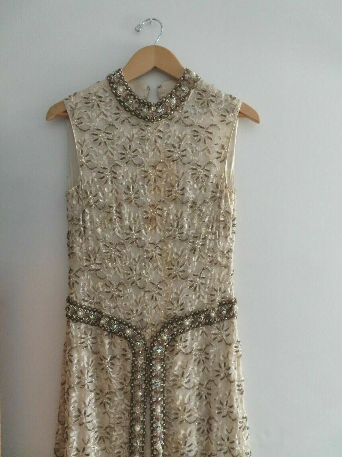 Vintage 1950/1960s Jack Liebman Sleeveless Beaded Lace Evening Dress