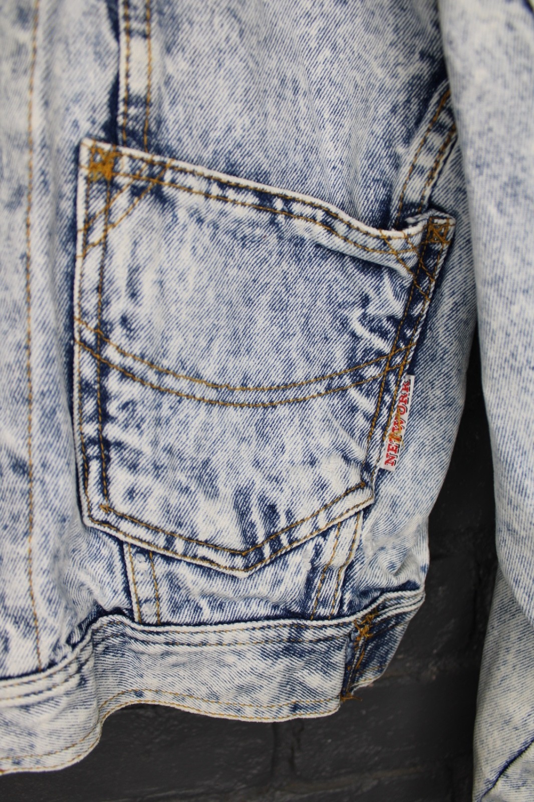 Vintage 1990s Network acid wash denim jean jacket, size medium