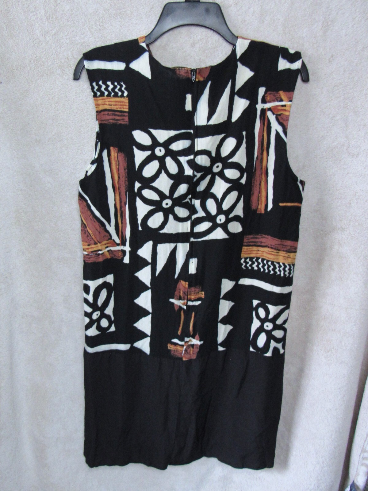 80s Mod Shift Dress Geometric Abstract Tribal Womens Size 12 TINA BARRIE Retro