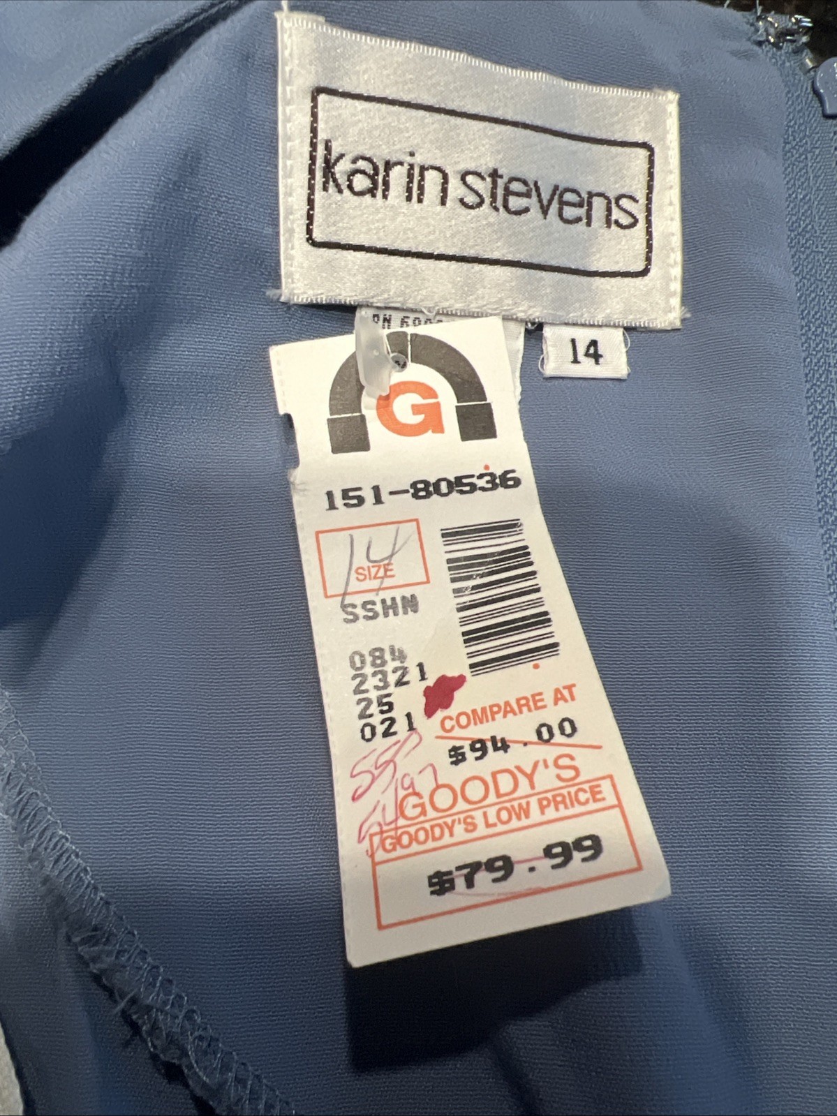 Karin Stevens ︱Light Blue Dress ︱ Embroidery Collar︱Size 14︱NWT︱Vintage︱1990&rsquo;s