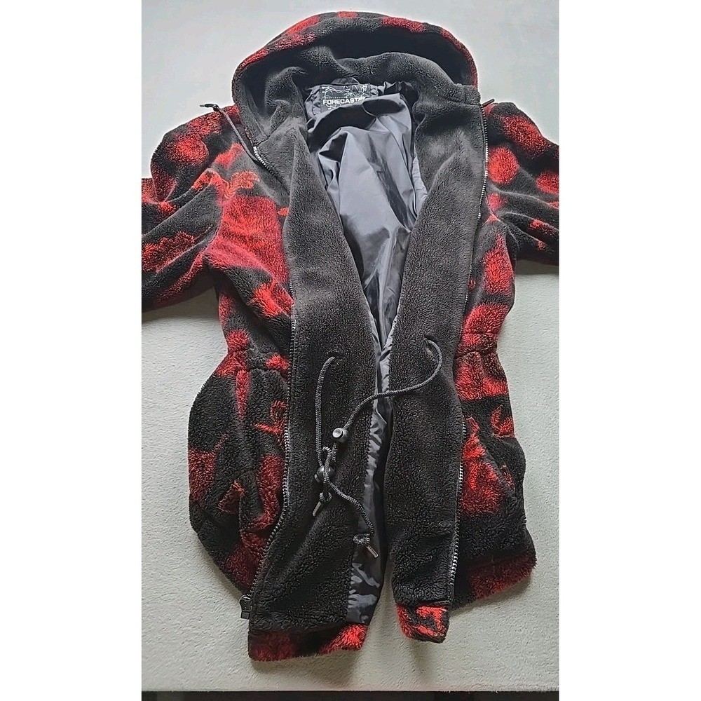 Forecaster Floral Fleece Jacket Hooded Small Full Zip Warm Cozy Vintage Women&rsquo;s