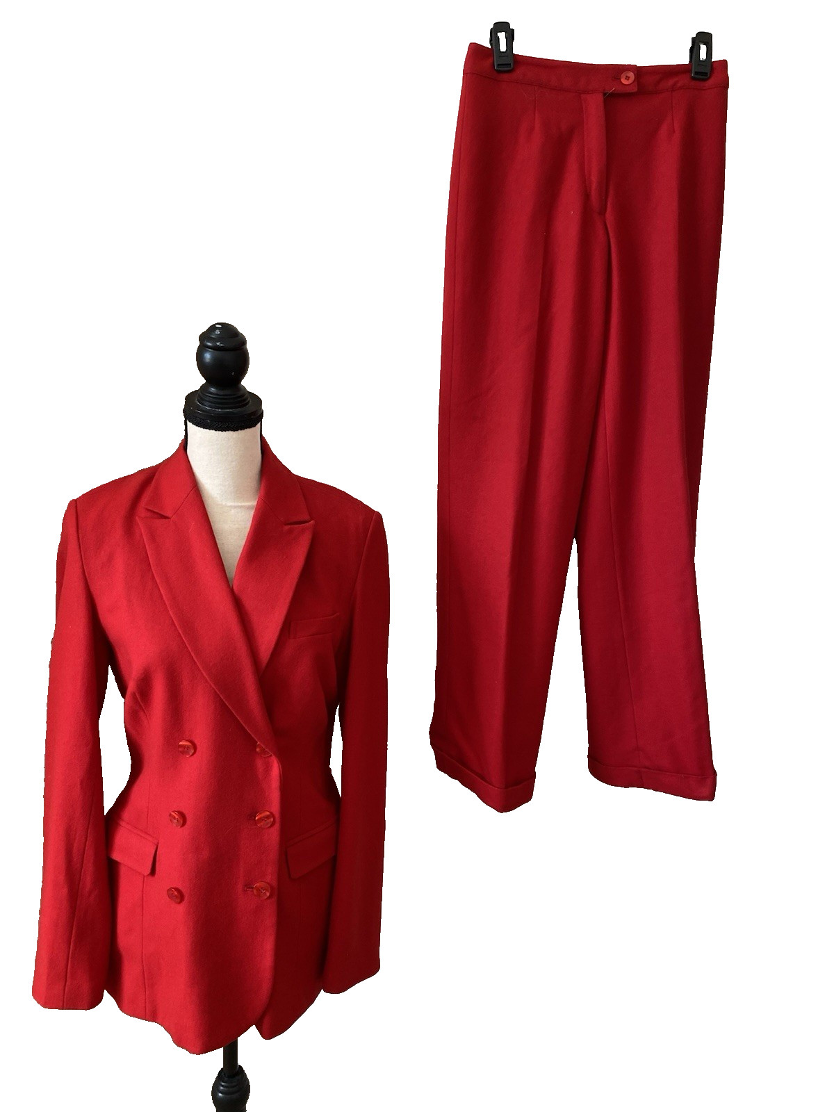 VINTAGE NEWPORT NEWS EASY STYLE 2PC Red Rayon Wool Pantsuit Size 6 – Excellent