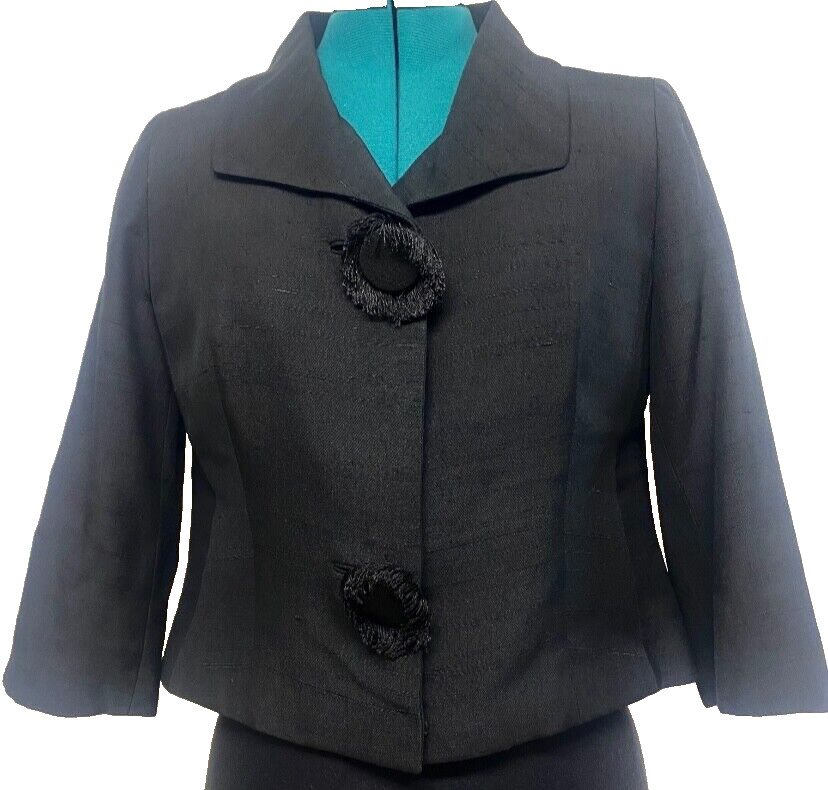 1950s Vtg Silk Jacket Womens Black Size S City of Paris San Francisco Philippe C