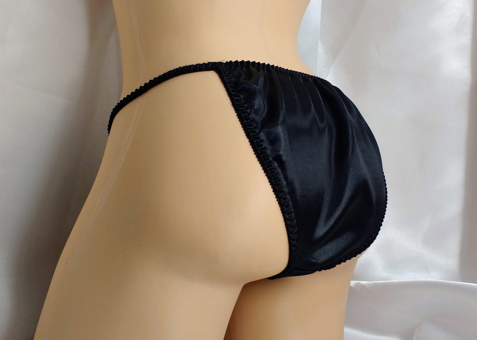 Black Satin String Bikini panties, classic style for women or men!