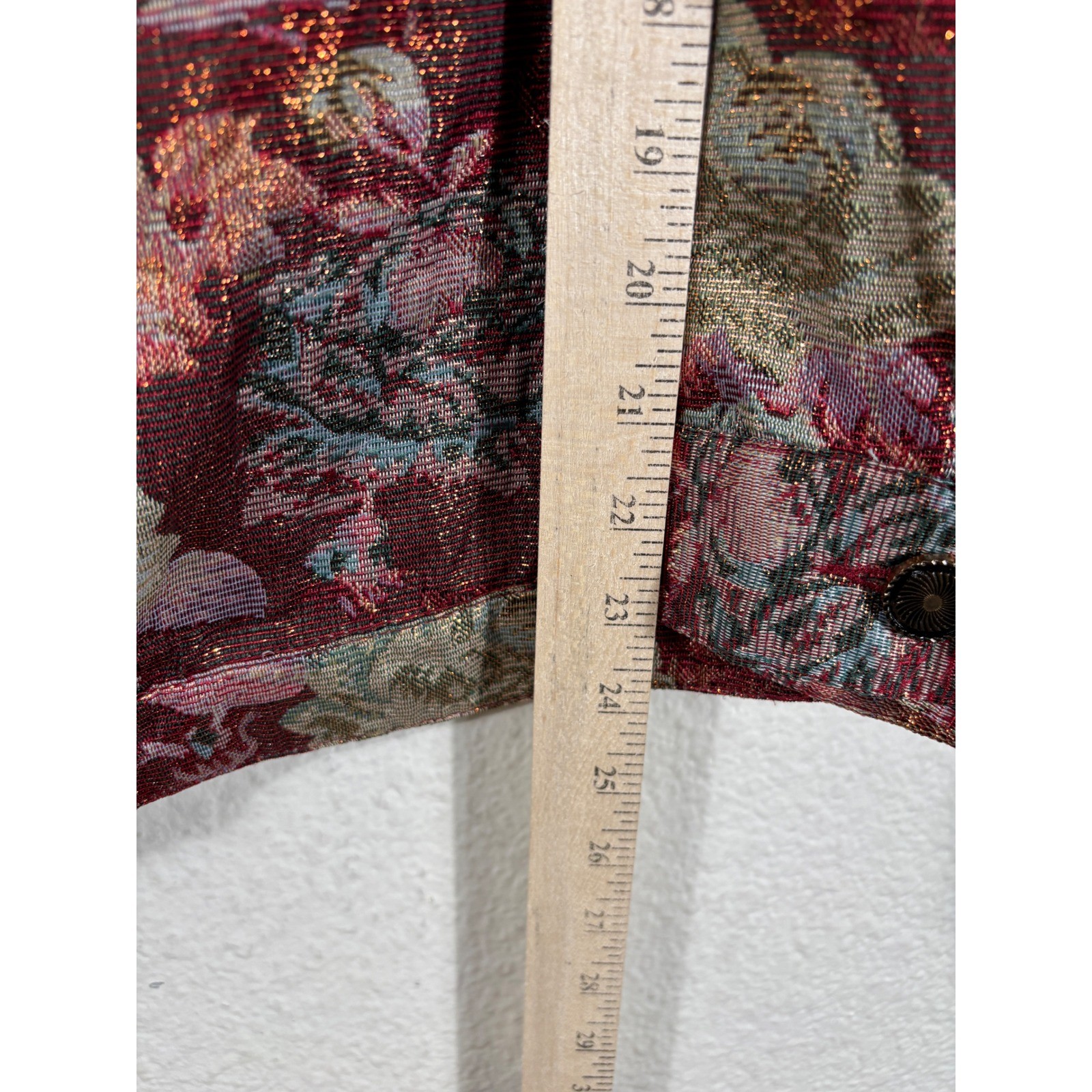 Bedford Fair Jacket Womens L Multicolor Vintage Y2K Metallic Floral Cottagecore