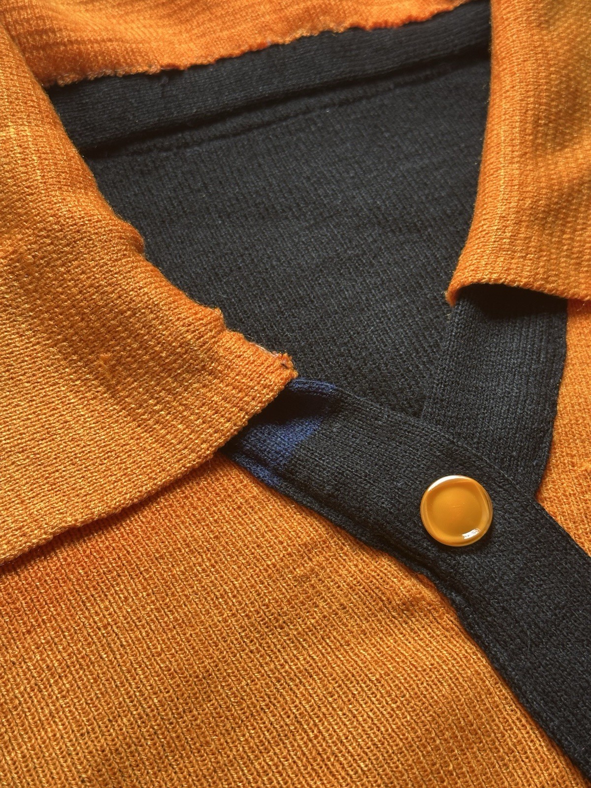 vintage 30s two tone black & orange striped sun faded ski sweater s/m